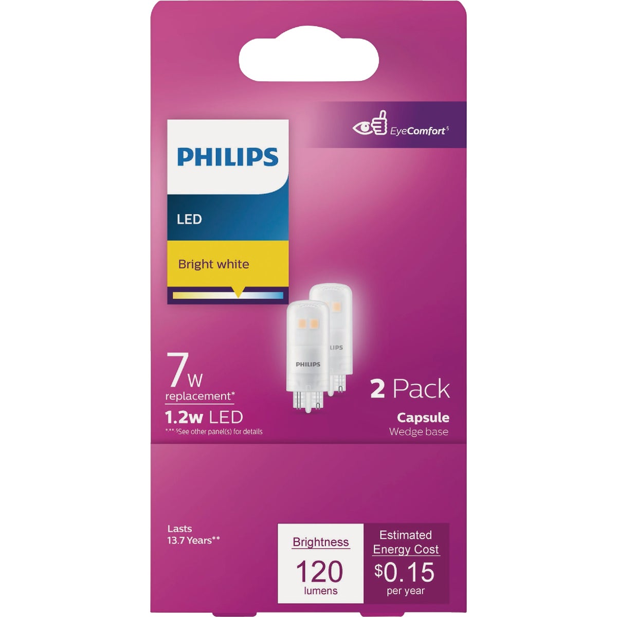 Philips 7W Equivalent T5 Wedge Base 12V LED Capsule Bulb (2-Pack) Image 3
