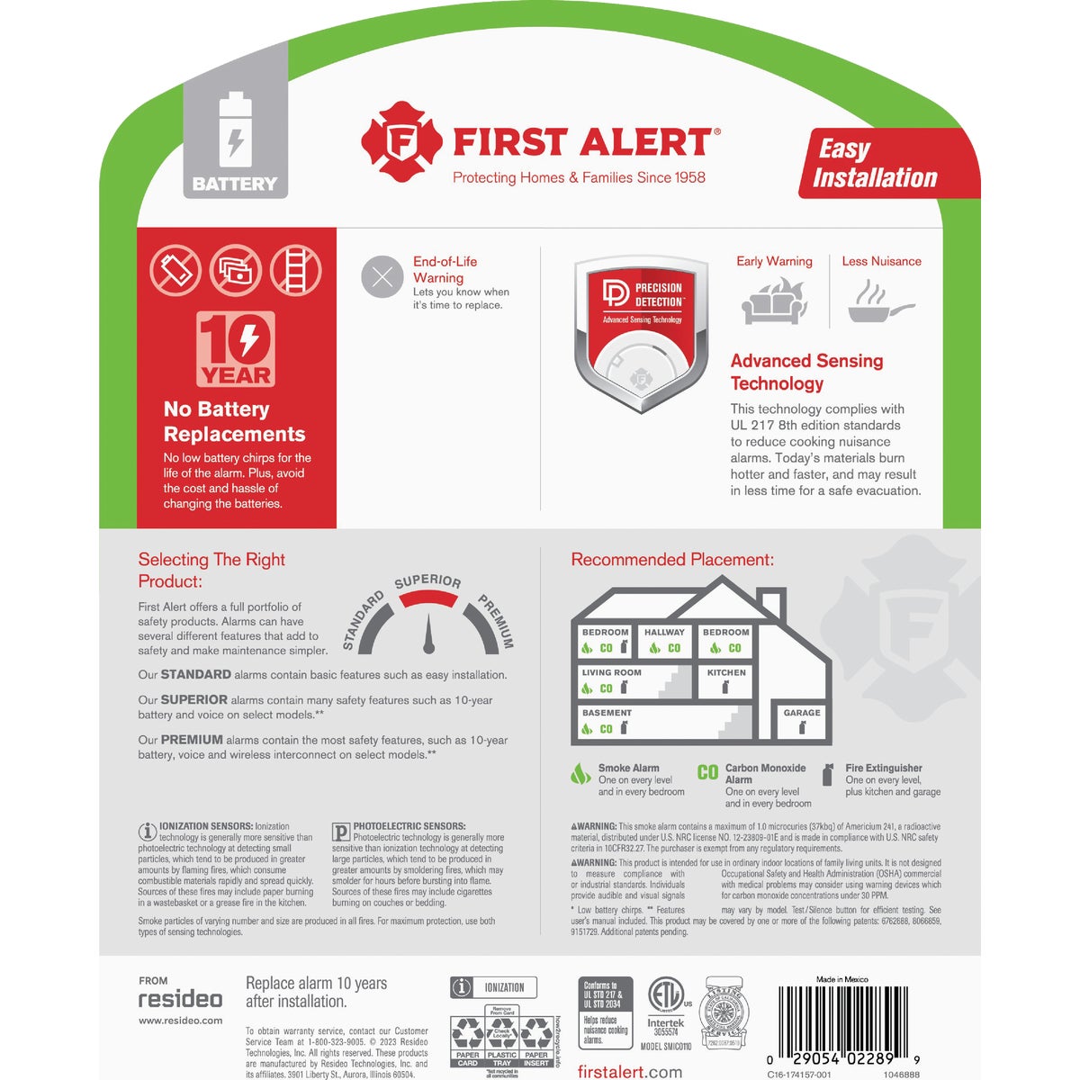 First Alert SMICO110 2-in-1 10-Year Battery Ionization Smoke & Carbon Monoxide Alarm Image 2
