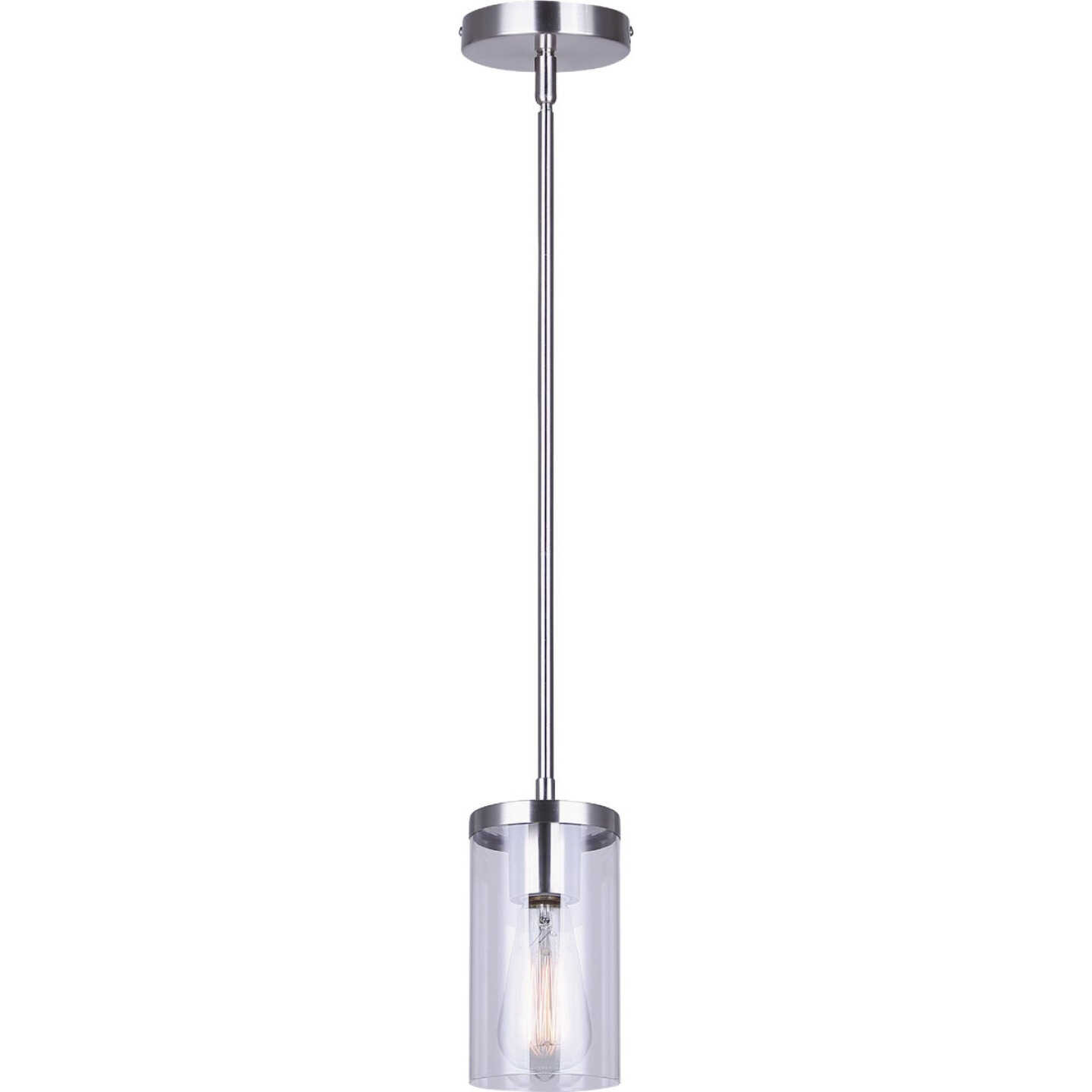 Canarm Britton Brushed Nickel Pendant Light Fixture, Clear Glass Image 1