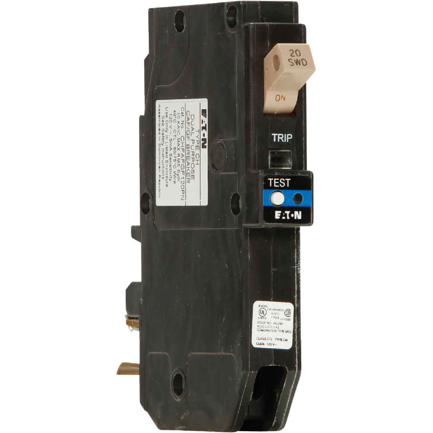 Eaton CH 20A Single-Pole AFCI/GFCI Circuit Breaker Image 1