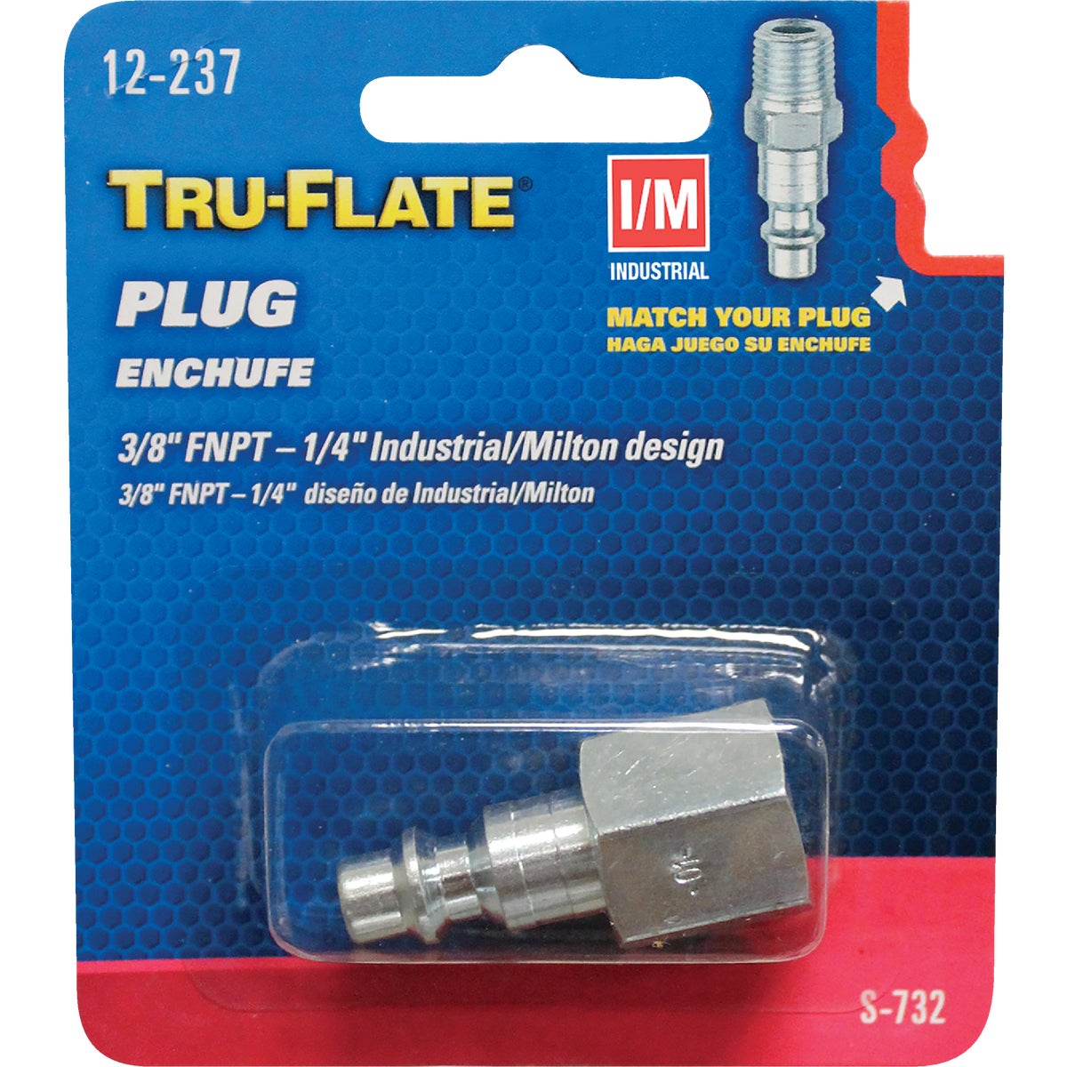 Tru-Flate Industrial/Milton 3/8 In. FNPT Steel Industrial Plug Image 1