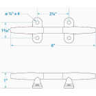 Seachoice 6 In. Stainless Steel Hollow Base Cleat Image 2