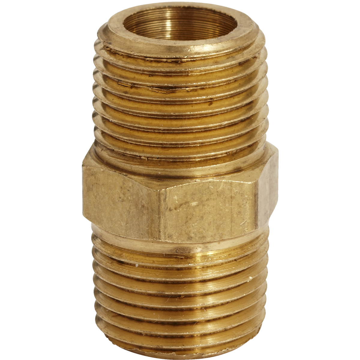Milton Hex 3/8 In. NPT Brass Hex Nipple Coupler Image 1