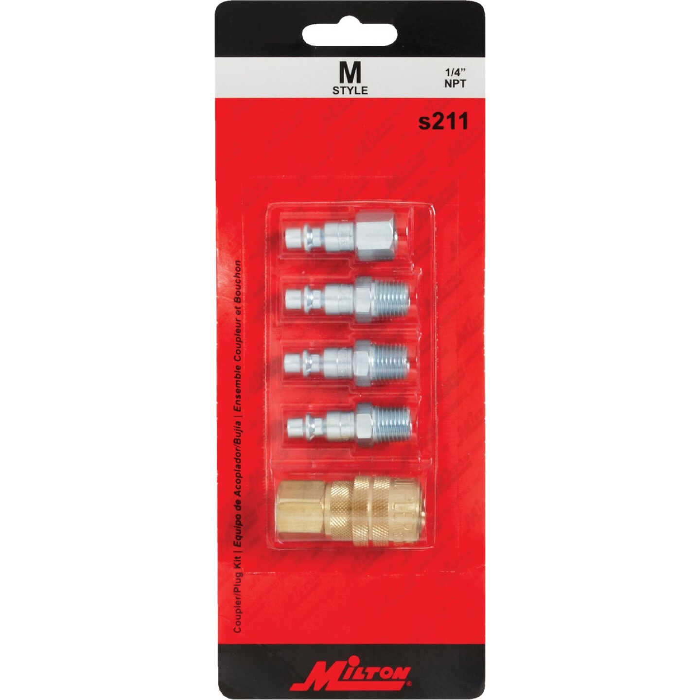 Milton 1/4 In. M-Style Coupler and Plug Kit, (5-Piece) Image 2