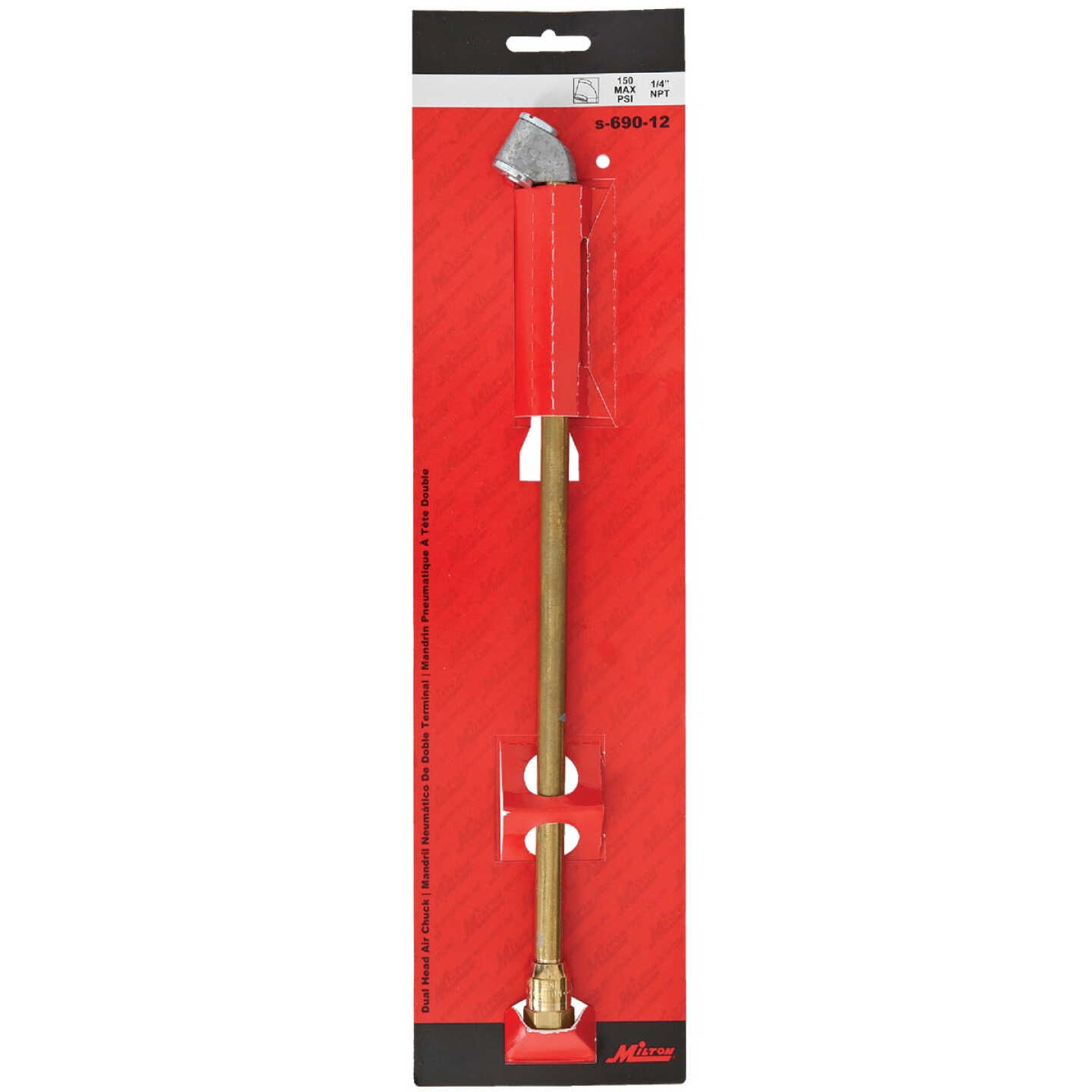 Milton 1/4 In. FNPT 150 psi 12 In. L Dual Head Extended Reach Air Chuck Image 2