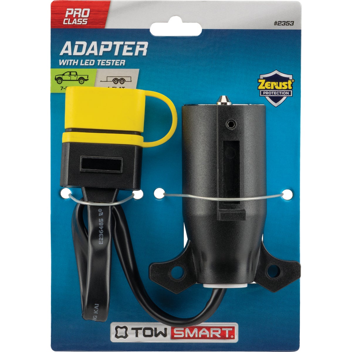 TowSmart ProClass 7-Blade to 4-Flat Plug-In Adapter with LED Tester
