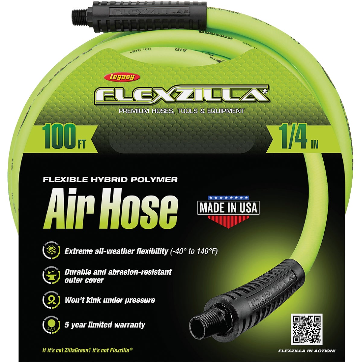 Flexzilla 1/4 In. x 100 Ft. Polymer-Blend Air Hose with 1/4 In. MNPT Fittings Image 7