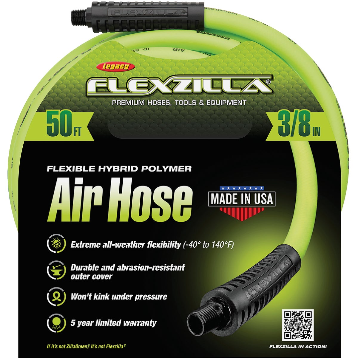 Flexzilla 3/8 In. x 50 Ft. Polymer-Blend Air Hose with 1/4 In. MNPT Fittings Image 7
