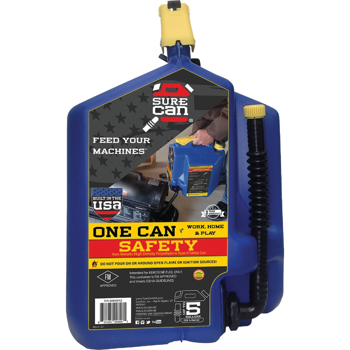SureCan 5 Gal. Plastic Kerosene Safety Can, Blue Image 3