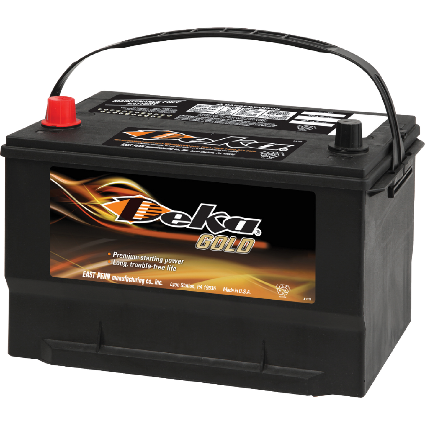 Deka Gold 12-Volt 850 CCA Automotive Battery, Top Post Left Front Positive Terminal Image 1