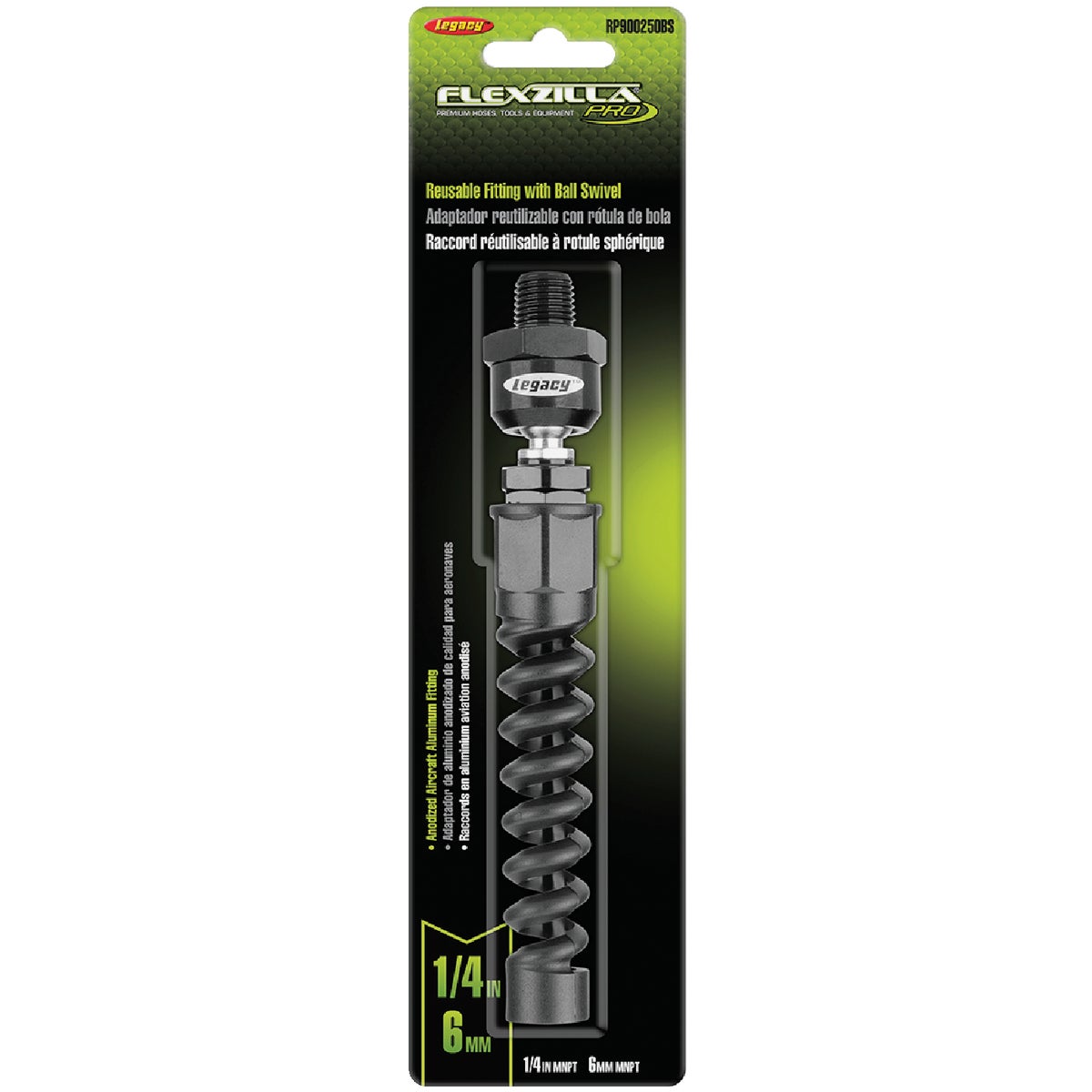 Flexzilla Pro 1/4 In. Barb Reusable Air Hose End with Ball Swivel Image 5