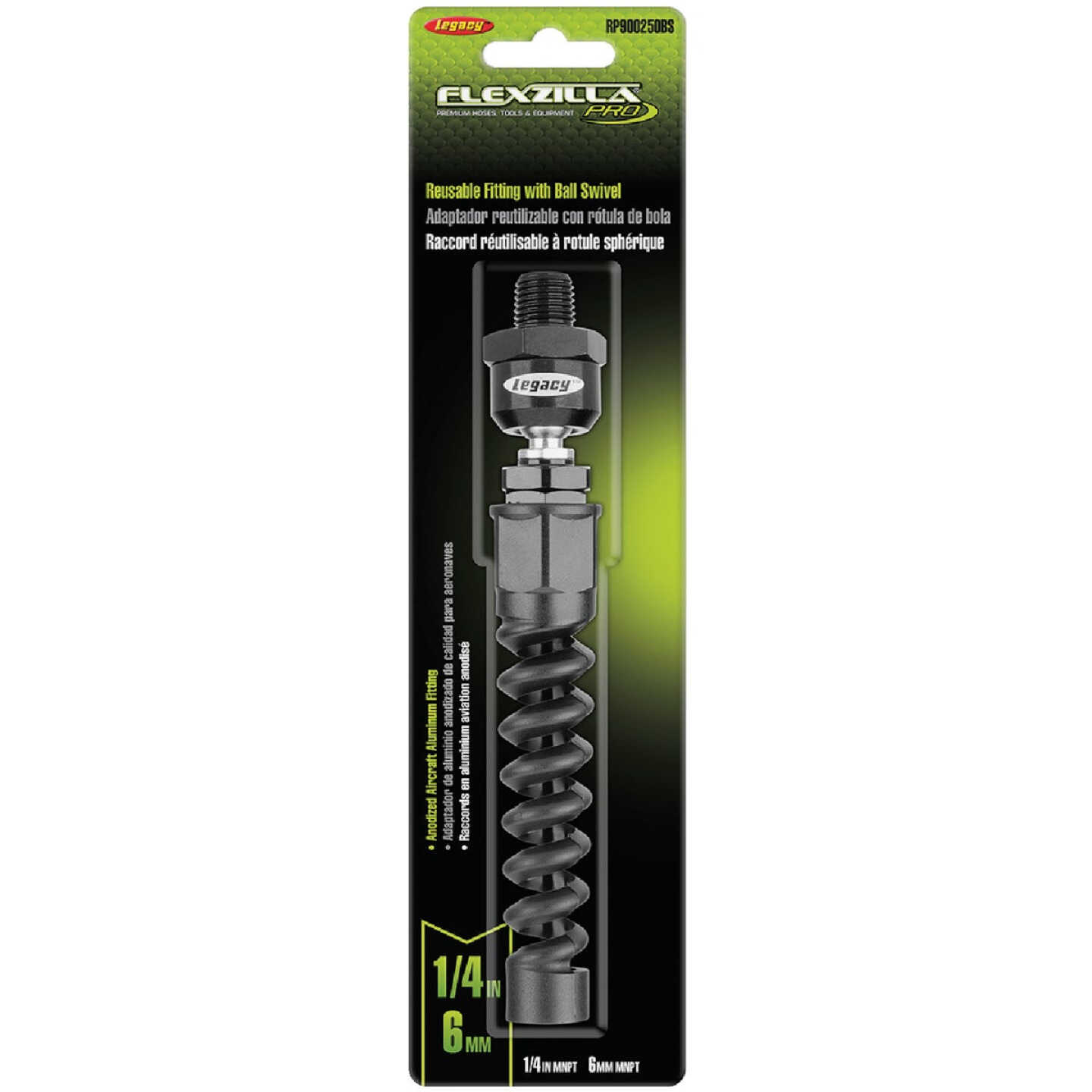 Flexzilla Pro 1/4 In. Barb Reusable Air Hose End with Ball Swivel Image 5