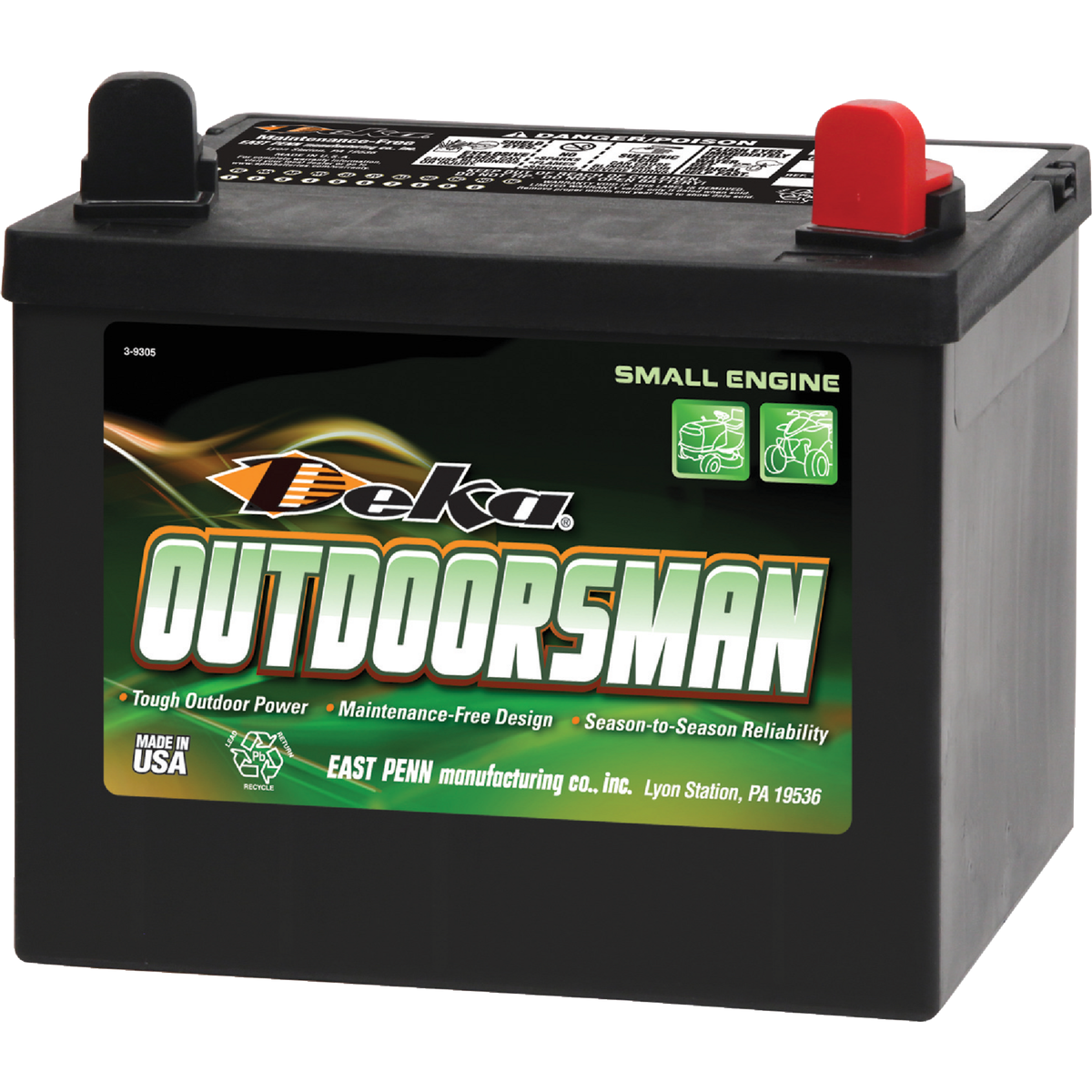 Deka Outdoorsman 12-Volt Lawn & Garden 300 CCA Small Engine Battery, Right Front Positive Terminal Image 1