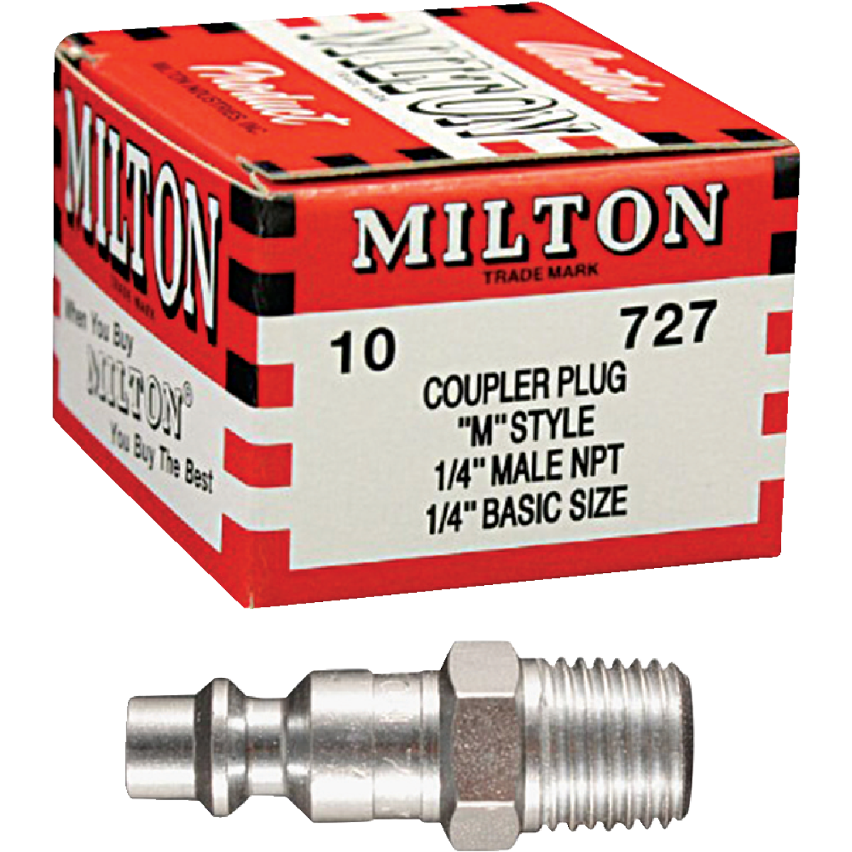 Milton M-Style 1/4" Male NPT Plug (10-Pack) Image 1