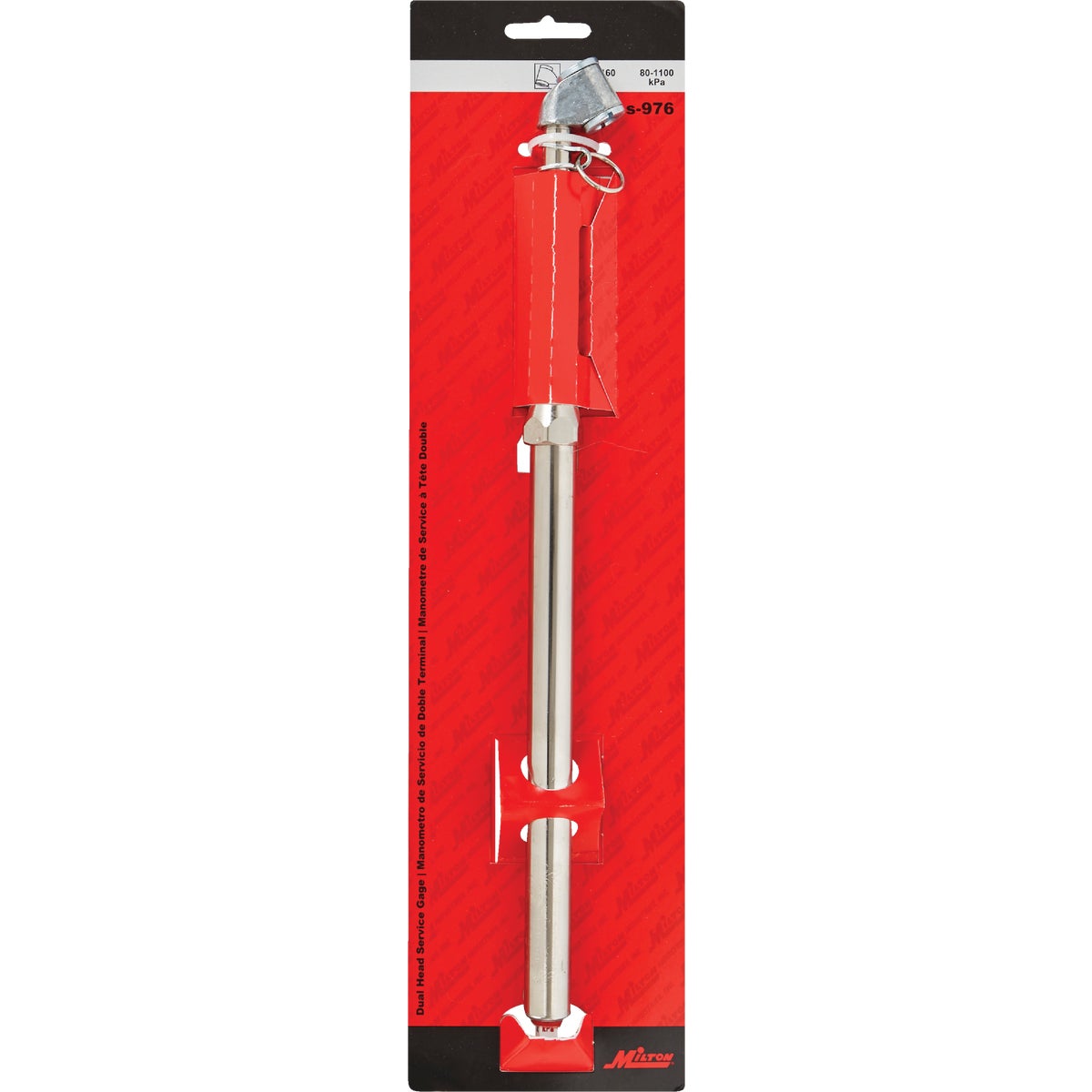 Milton 160 psi Nickel-Plated Dual Head Chuck Service Tire Gauge Image 2