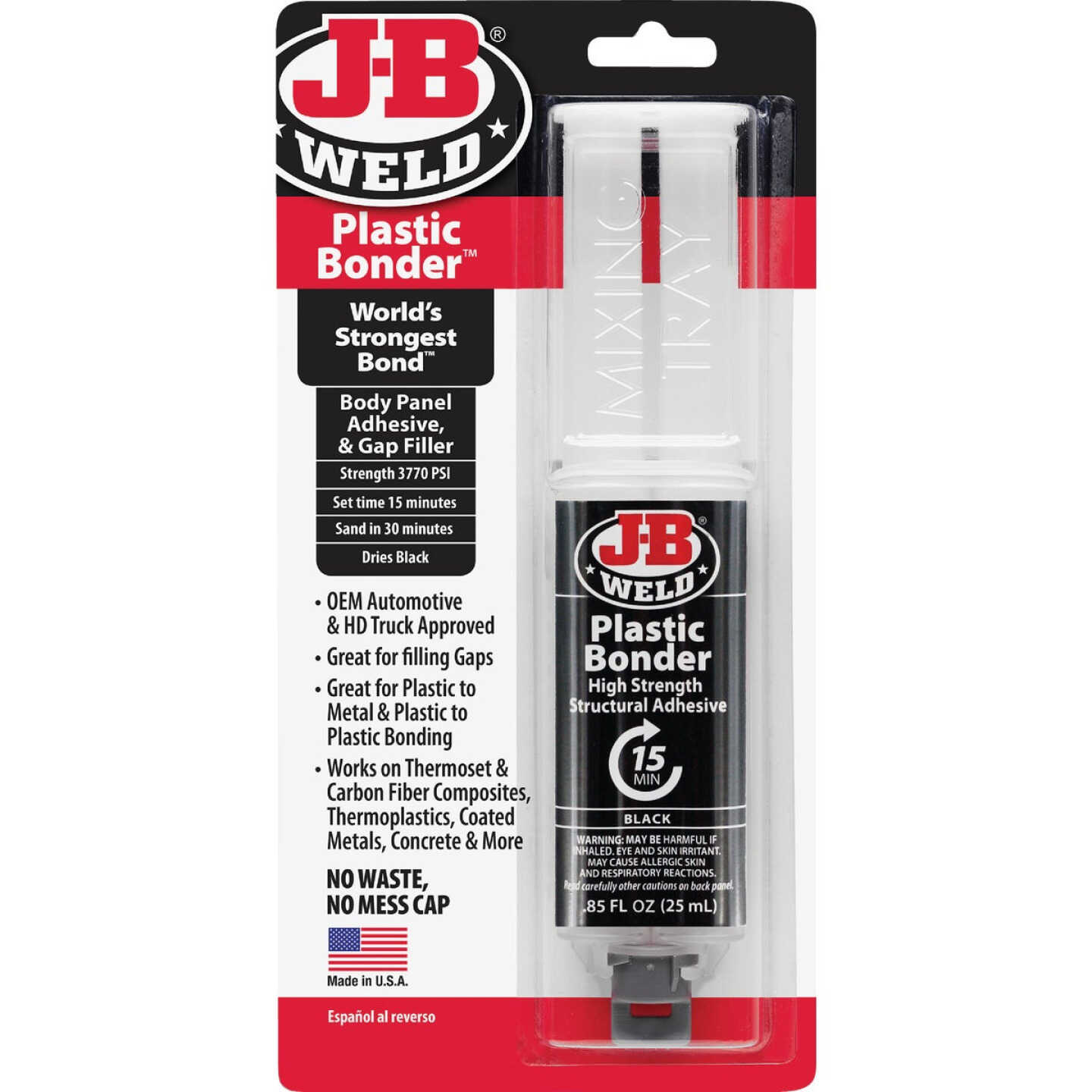 J-B Weld 0.85 Oz. Plastic Bonder Epoxy Syringe, Black Image 1