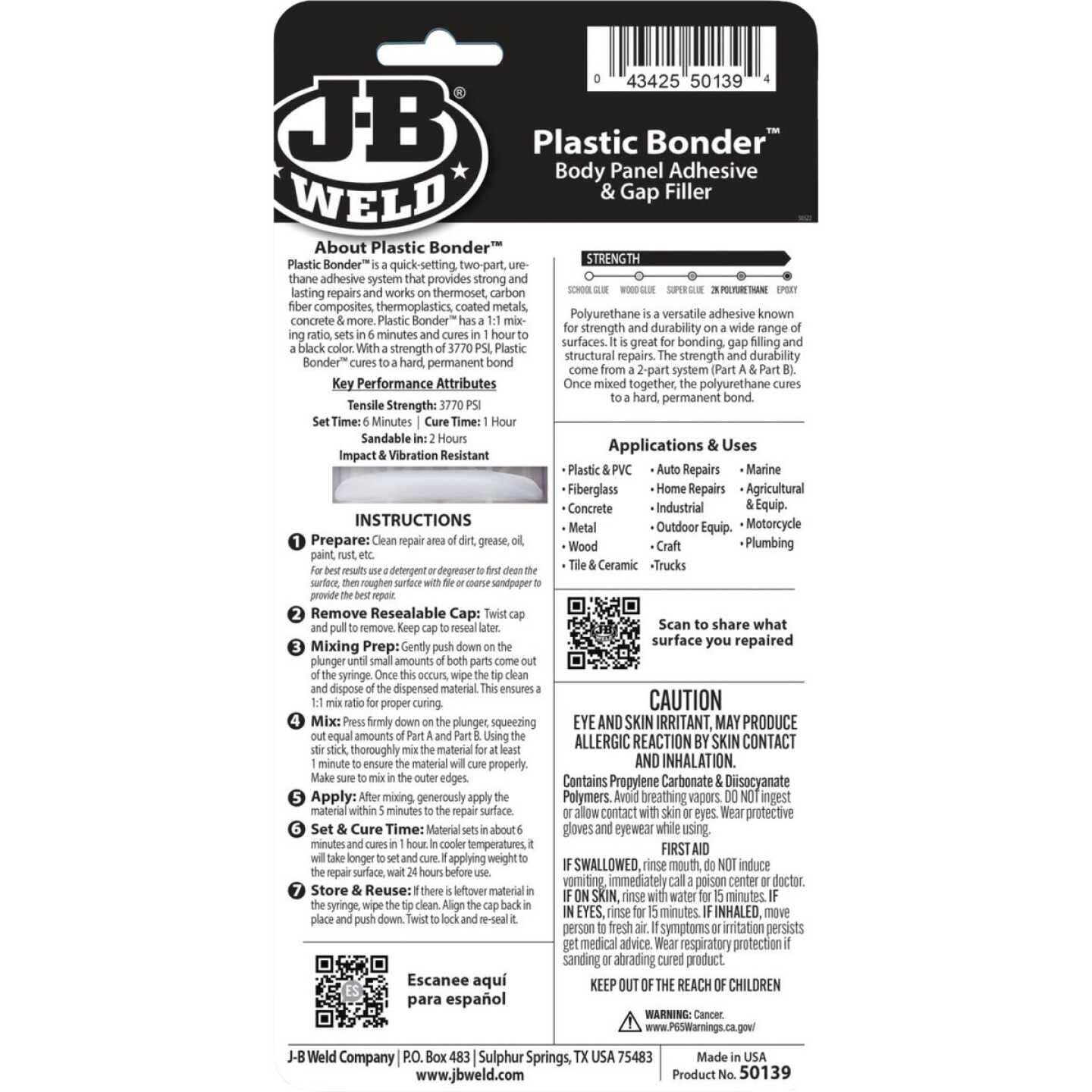 J-B Weld 0.85 Oz. Plastic Bonder Epoxy Syringe, Black Image 7