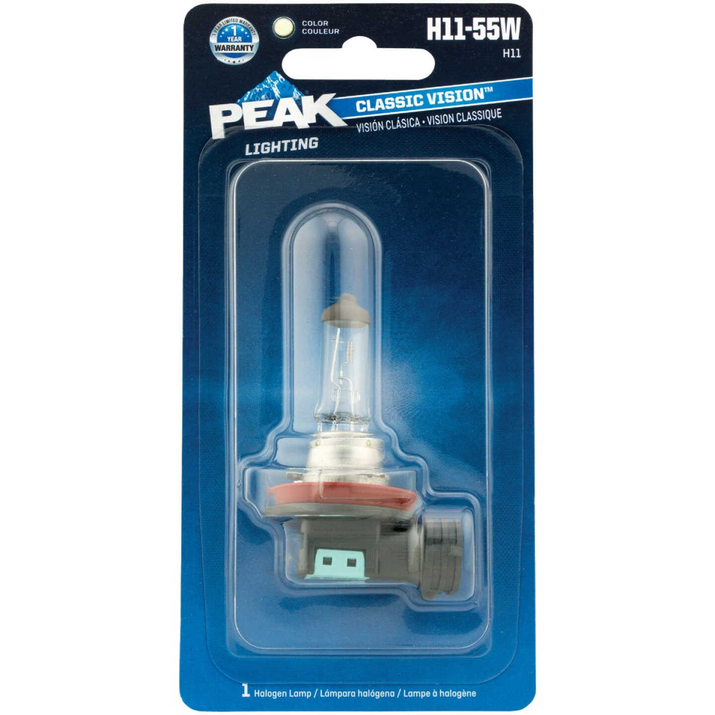 PEAK Classic Vision H11-55W 12V Halogen Automotive Bulb Image 1
