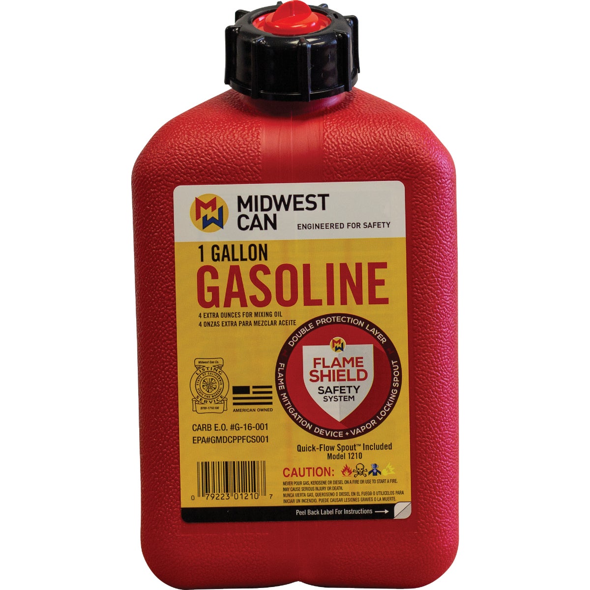Midwest Can 1 Gal. Plastic Auto Shut-Off Gasoline Fuel Can, Red Image 2