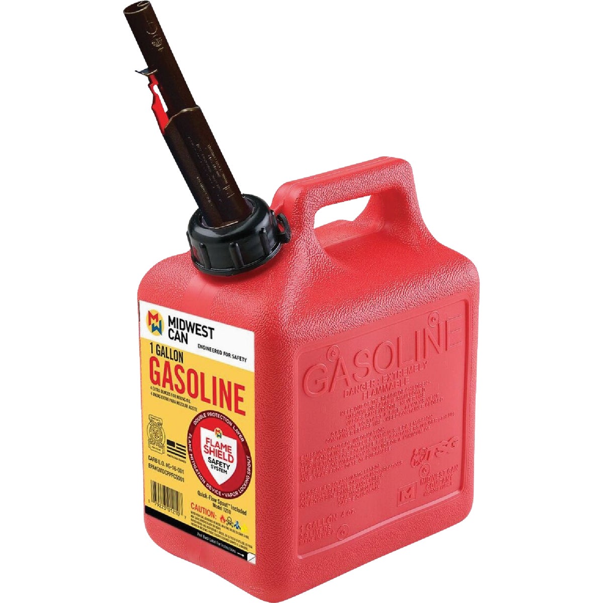 Midwest Can 1 Gal. Plastic Auto Shut-Off Gasoline Fuel Can, Red