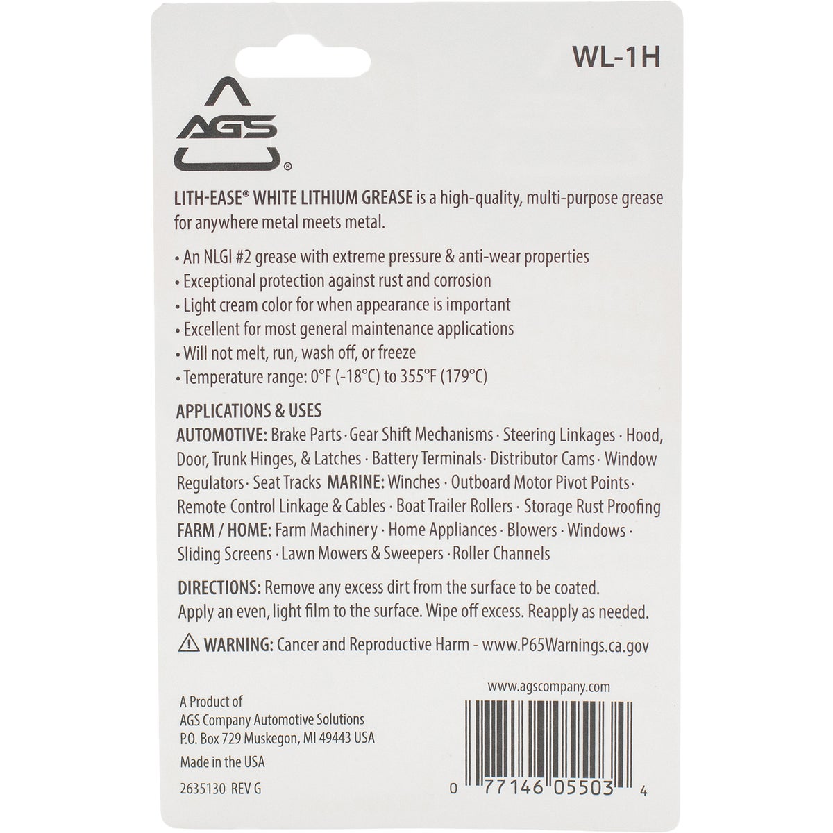 AGS Lith-Ease 1.25 Oz. Tube White Lithium Grease Image 2