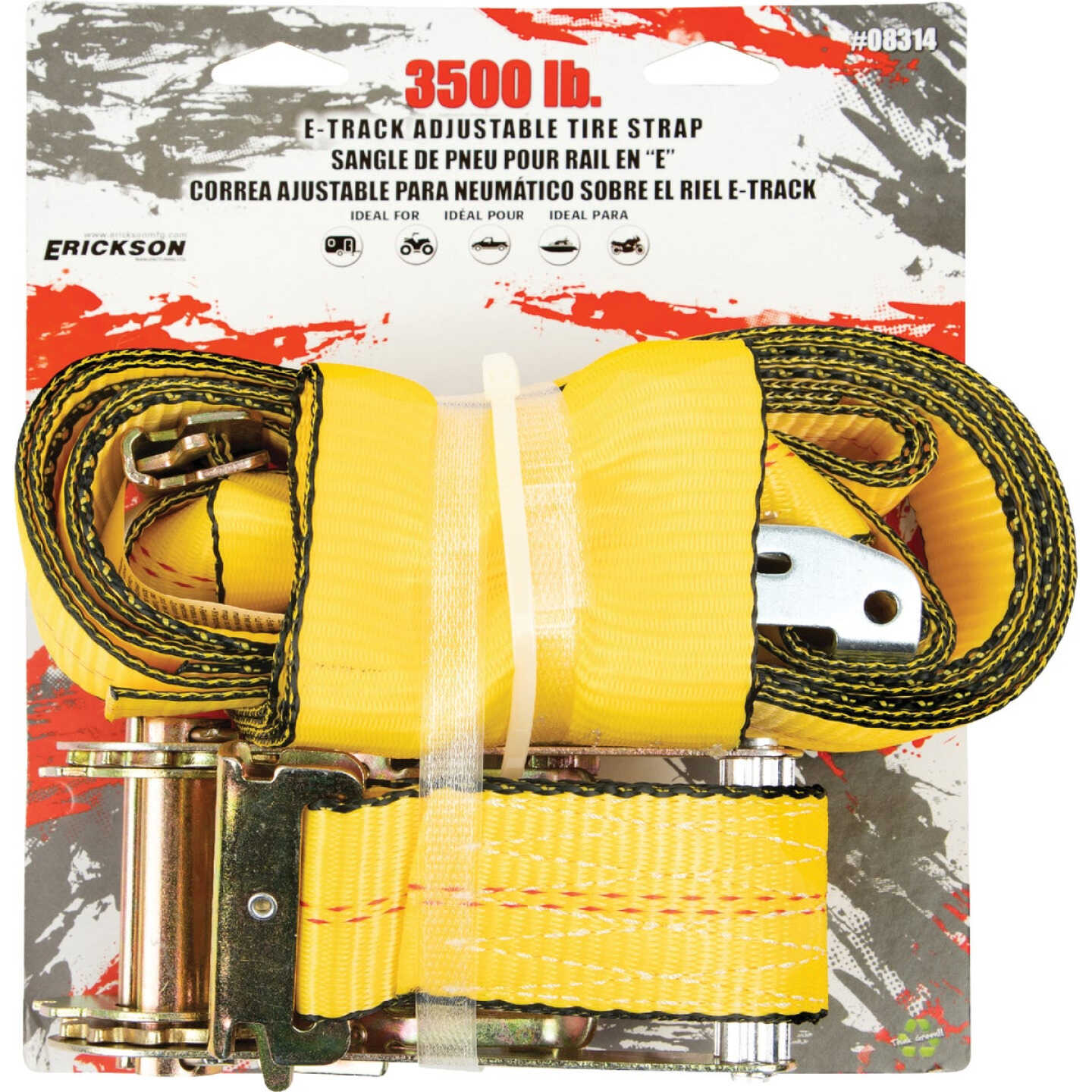 Erickson 4 In. x 22 Ft. Adjustable Standard Tire E-Track Ratchet Strap Image 1