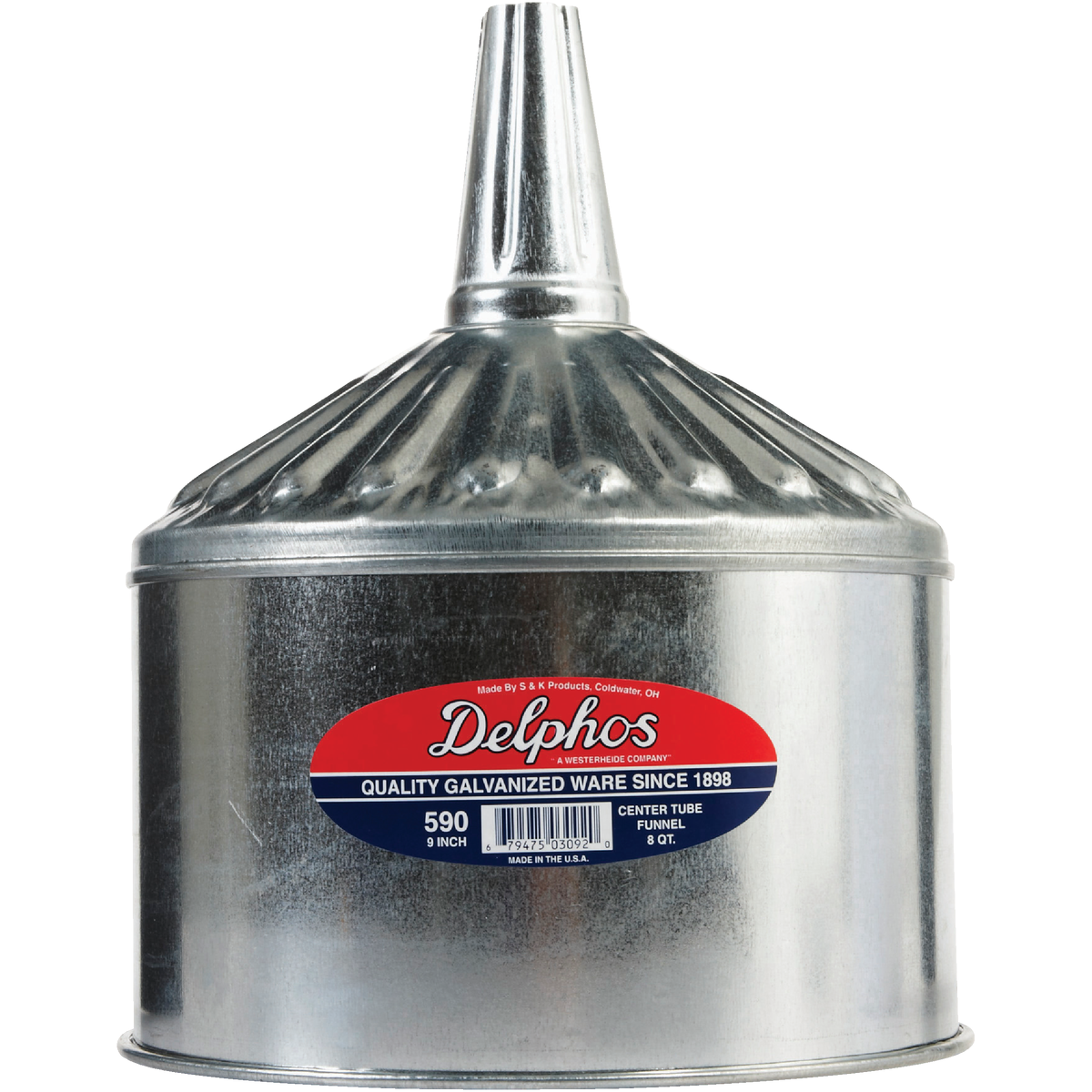 Delphos Heavy-Duty 8 Qt. Galvanized Steel Funnel with Center Spout Image 2