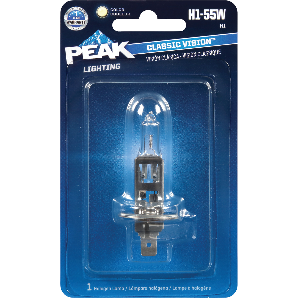 PEAK Classic Vision H1-55W 12.8V Halogen Automotive Bulb Image 1