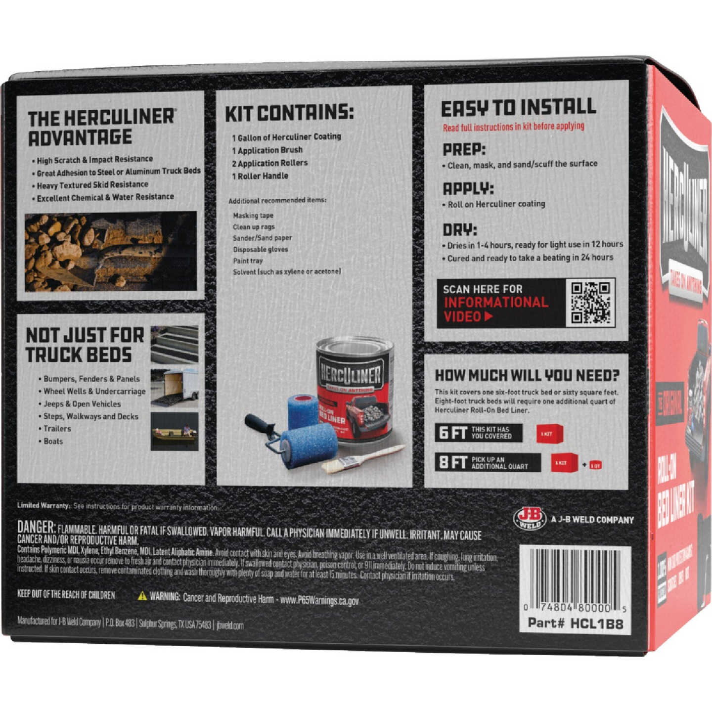 PEAK Herculiner Gal. Brush-On Bed Liner Kit, Black Image 7