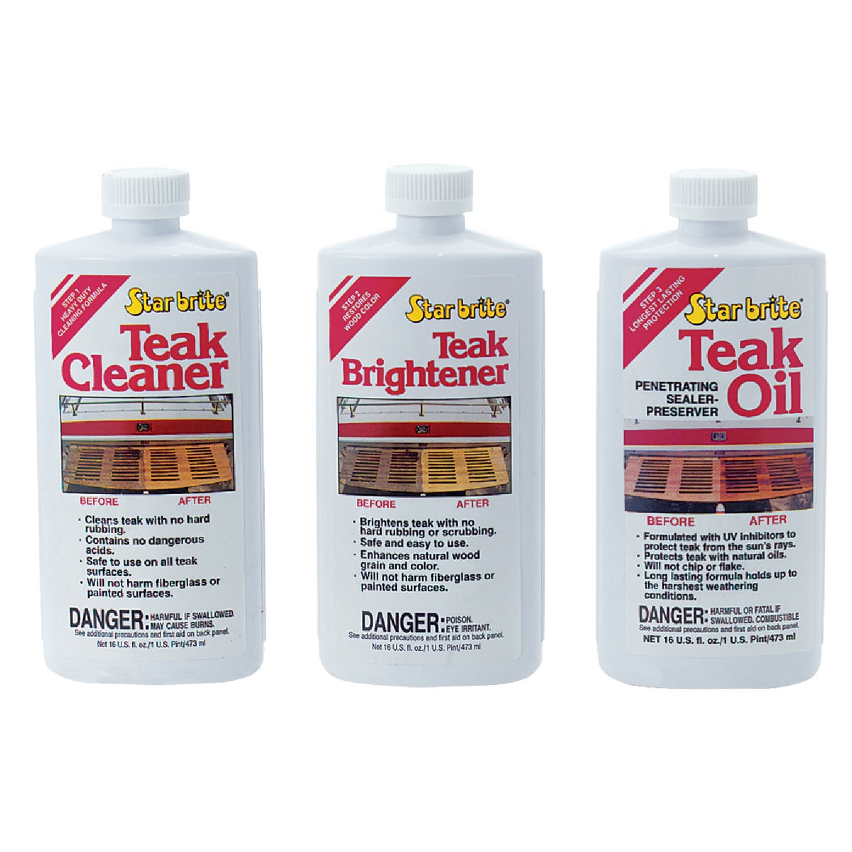 Star brite Teak Cleaner Care Kit, 16 Oz. (3-Pack)
