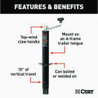 CURT 5000 Lb. Weld-On Pipe-Mount Swivel Trailer Tongue Jack, 10-3/4 In. Vertical Travel Image 2