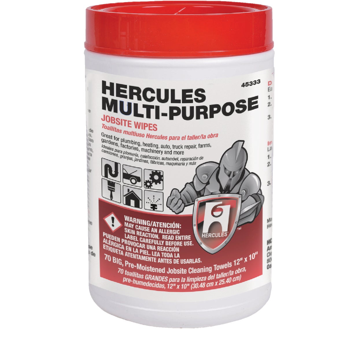 Hercules Multi-Purpose 12 In. x 10 In. Jobsite Wipes (70-Ct.)