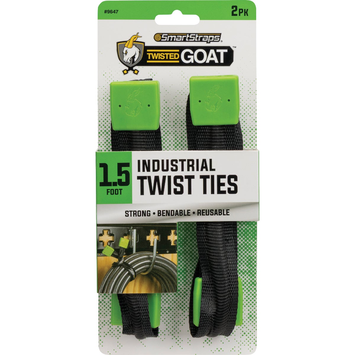 Twisted GOAT 1.5 Ft. Green Industrial Ties (2-Pack)