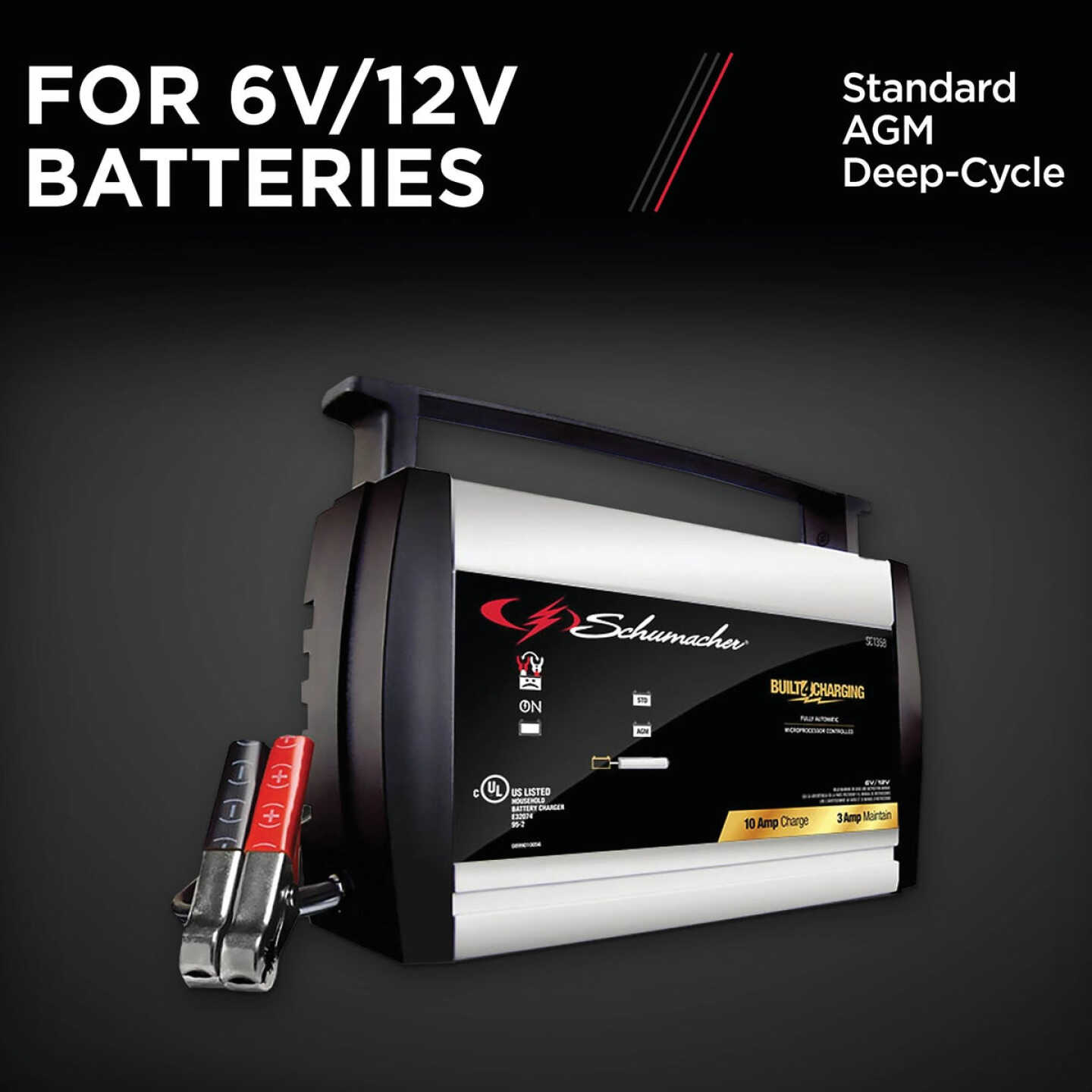 Schumacher Automatic 6V and 12V 10A Automotive and Marine Battery Charger Image 3