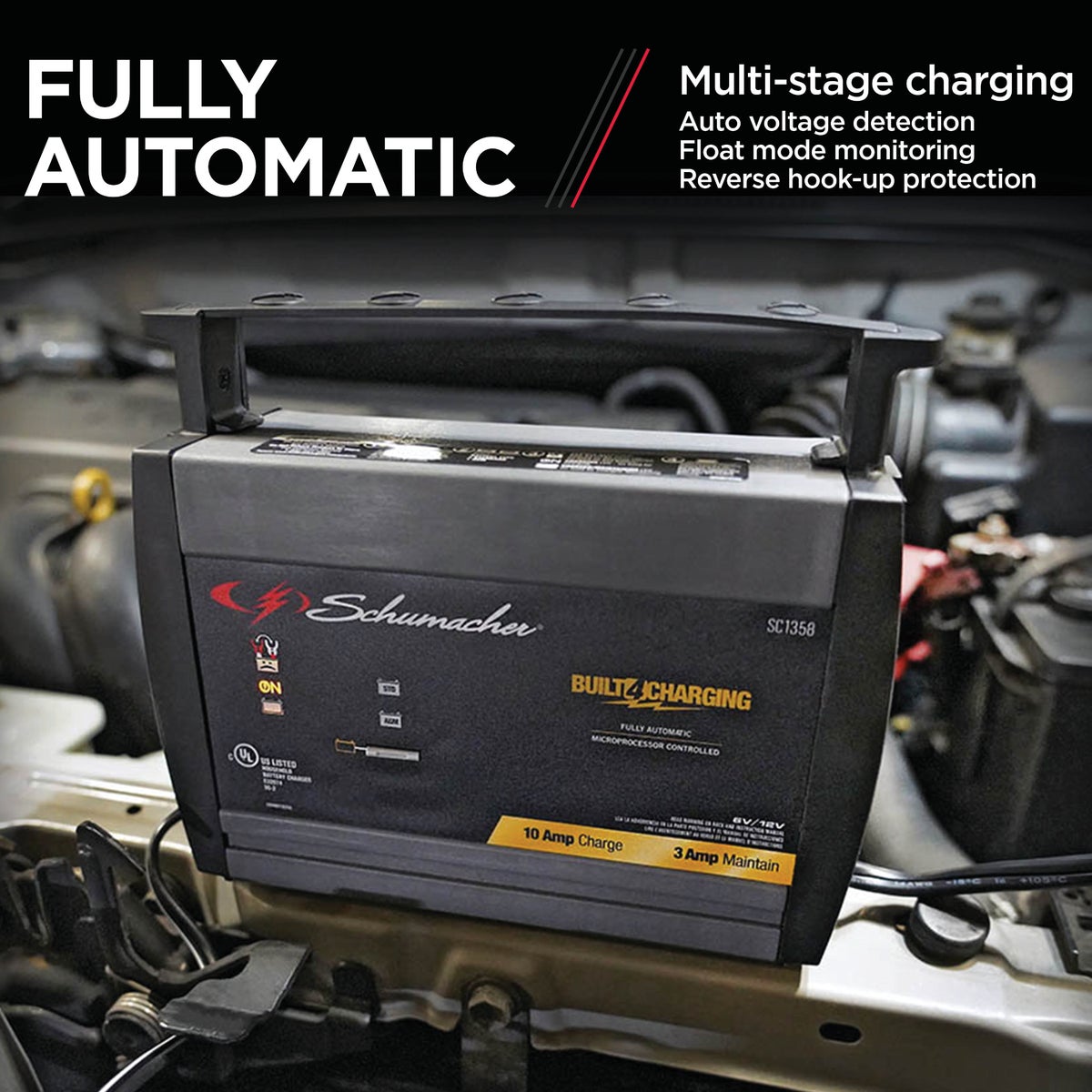  Schumacher Automatic 6V and 12V 10A Automotive and Marine Battery Charger Image 4