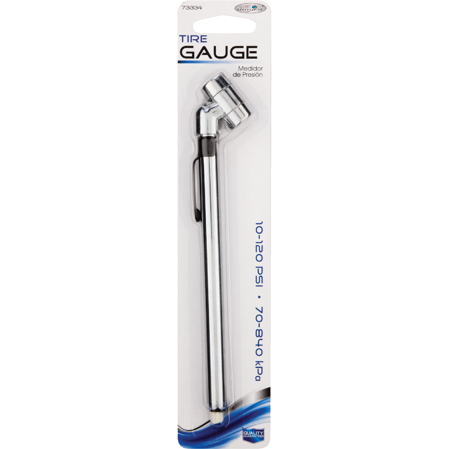 Custom Accessories 10-120 psi Chrome-Plated Offset Head Tire Gauge Image 2