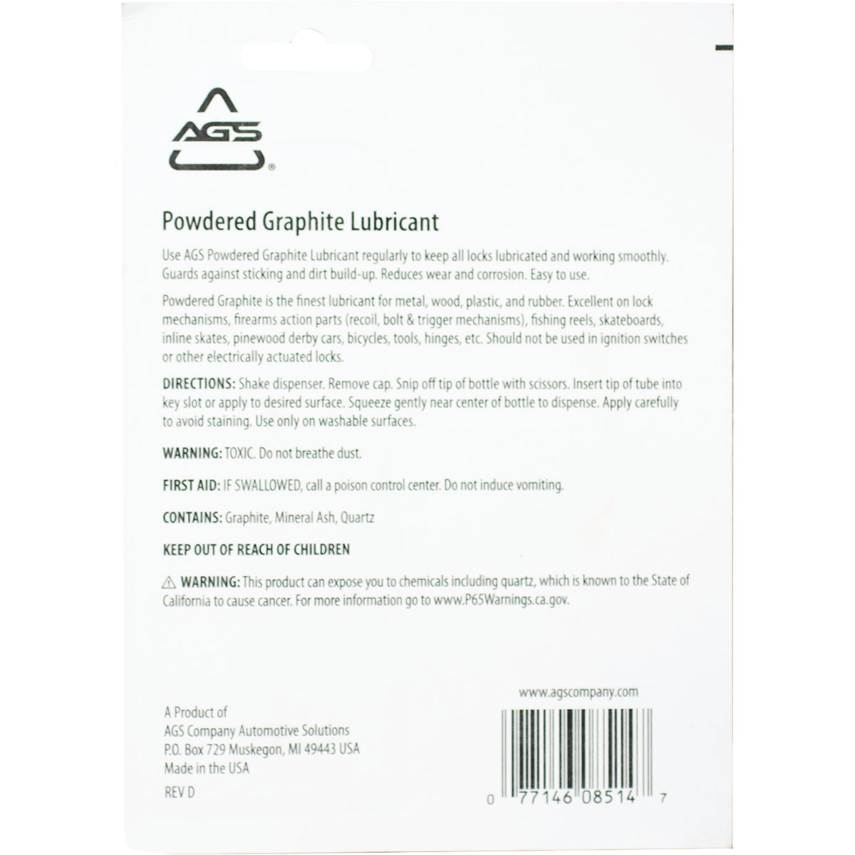 AGS 1.13 Oz. Bottle Powdered Graphite Dry Lubricant Image 4