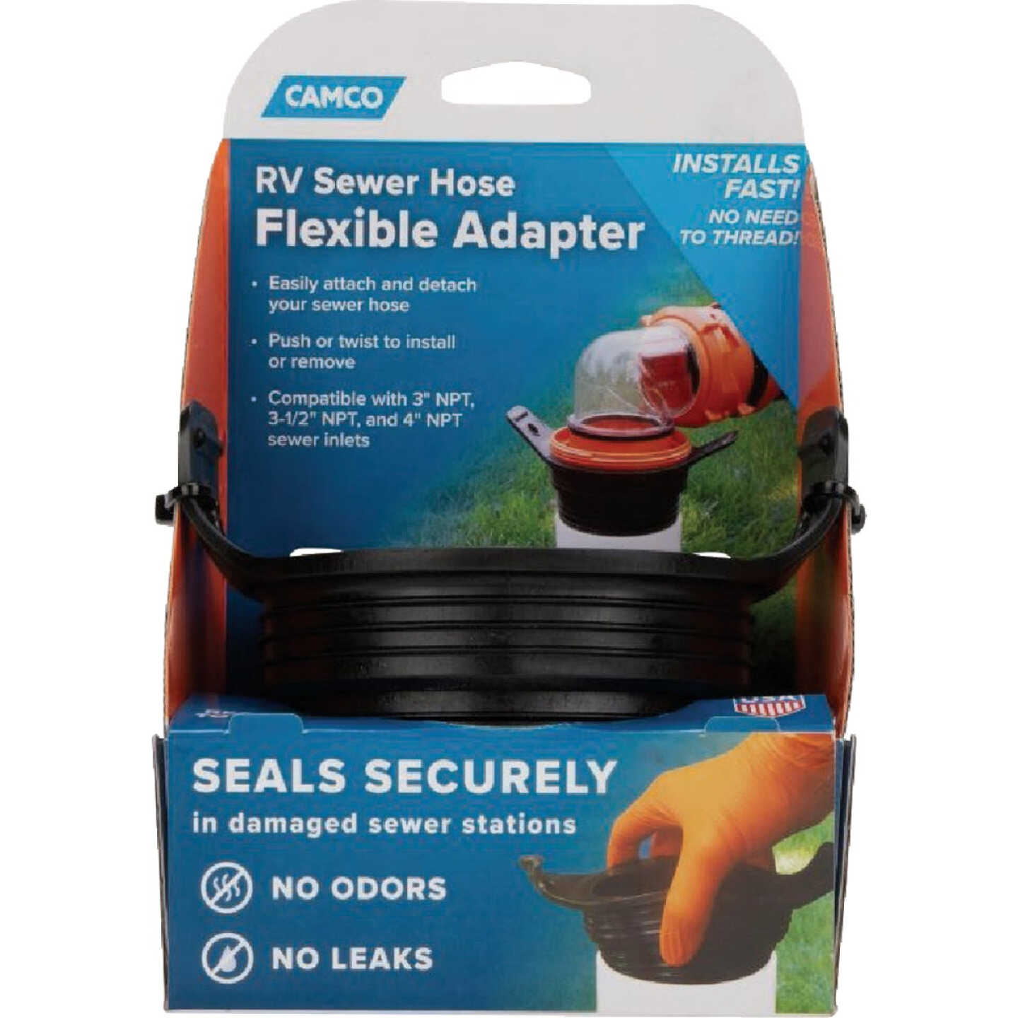 Camco Flexible 3-in-1 RV Sewer Hose Flexible Adapter Image 1