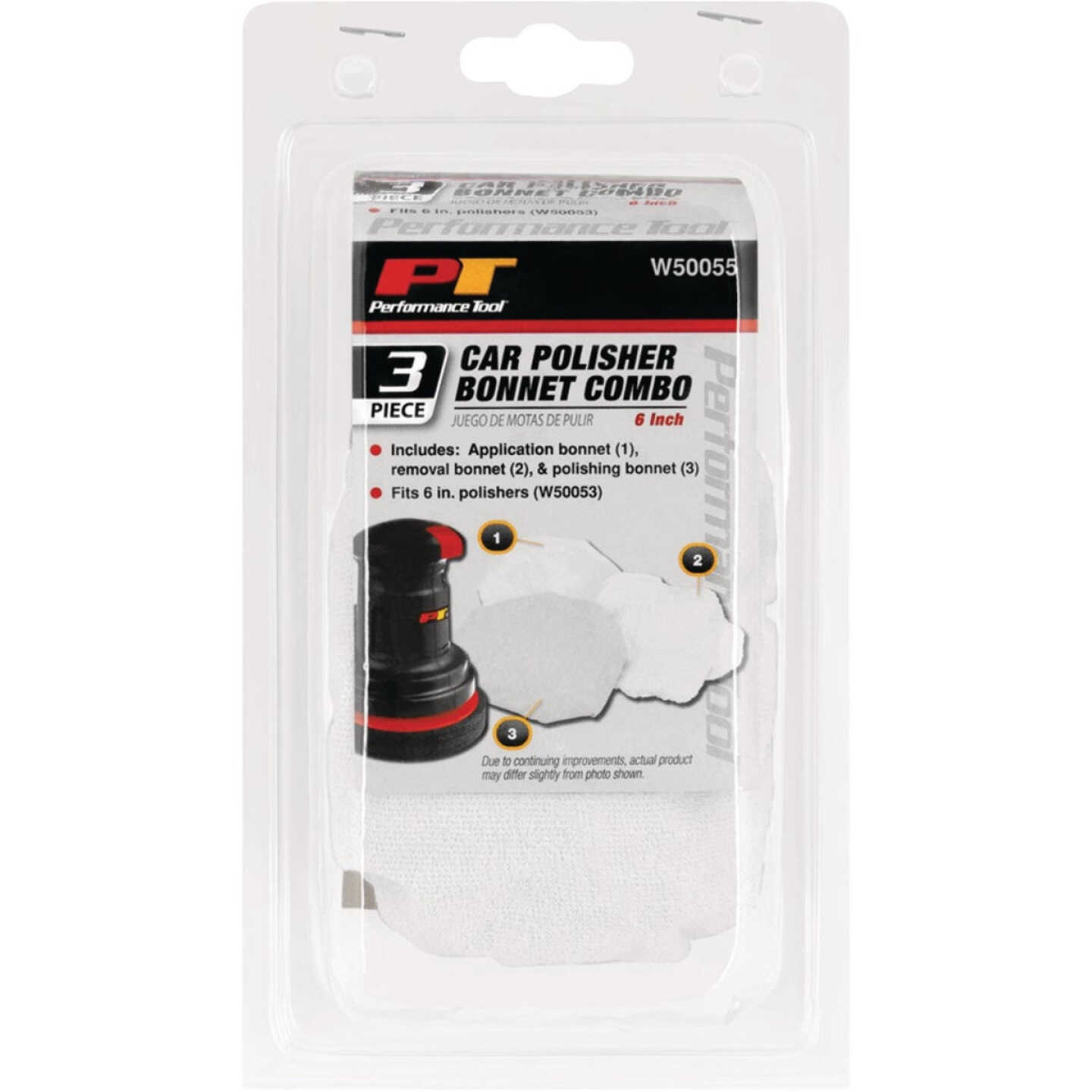 Performance Tool 6 In. Car Polisher Bonnet Kit (3-Piece) Image 3