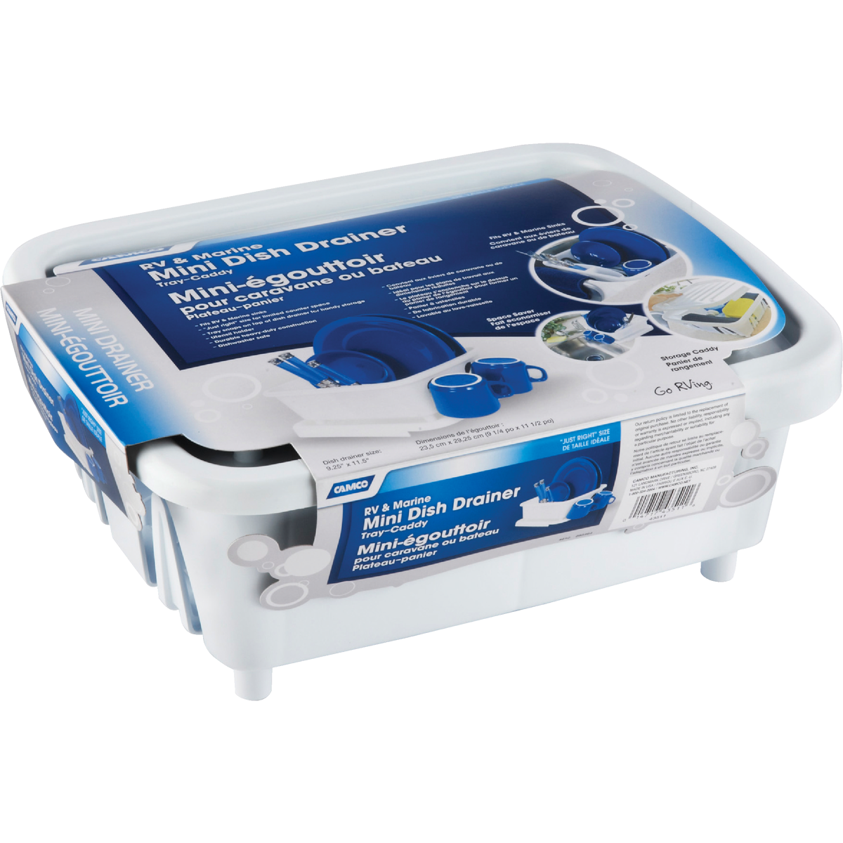 Camco Heavy-Duty Plastic 9.50 In. x 11.69 In. White RV Dish Drainer Image 2