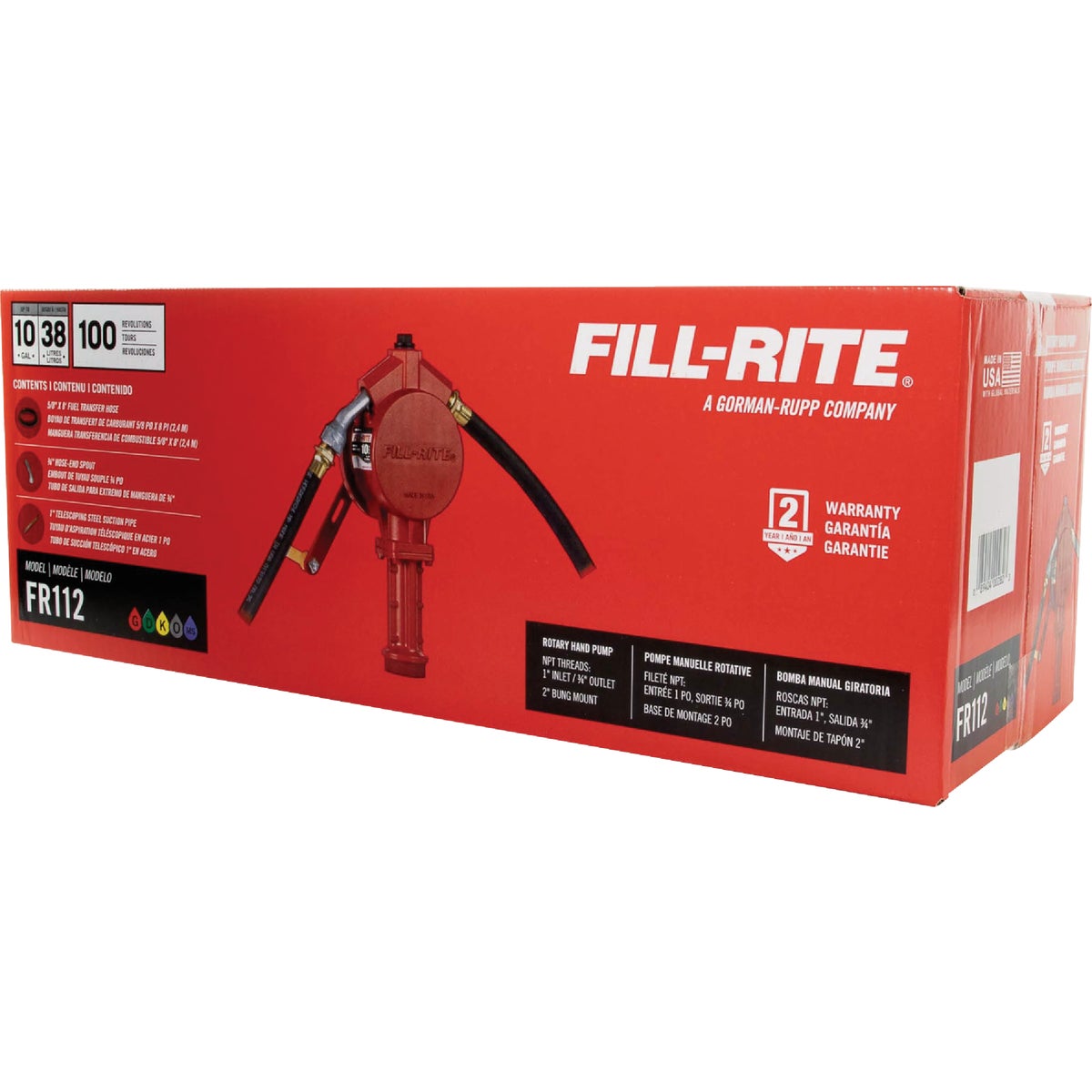 Fill-Rite Rotary Hand-Operated Fuel Transfer Pump with Nozzle Spout Image 2