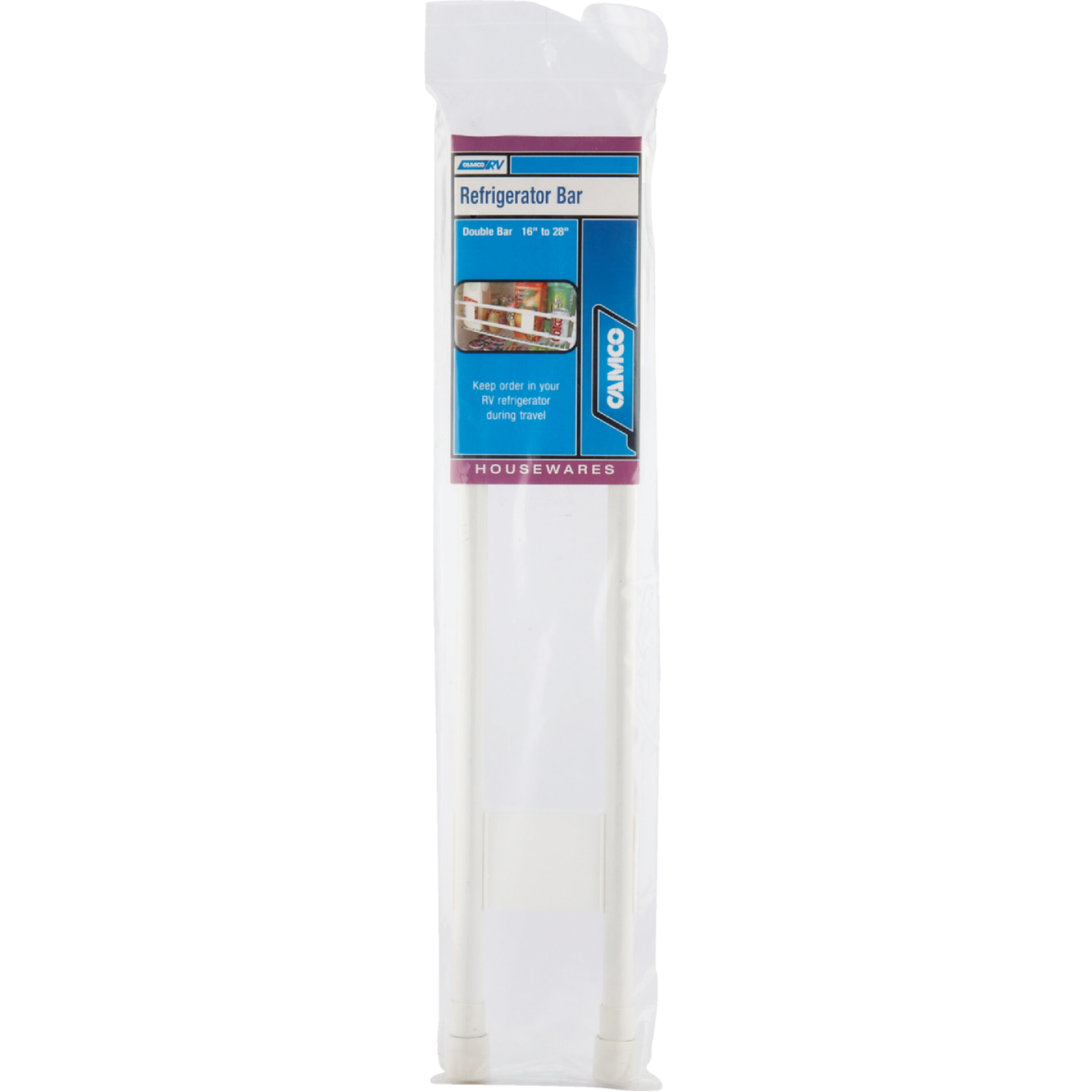 Camco Extends 16 In. to 28 In. White Refrigerator RV Storage Bar Image 2
