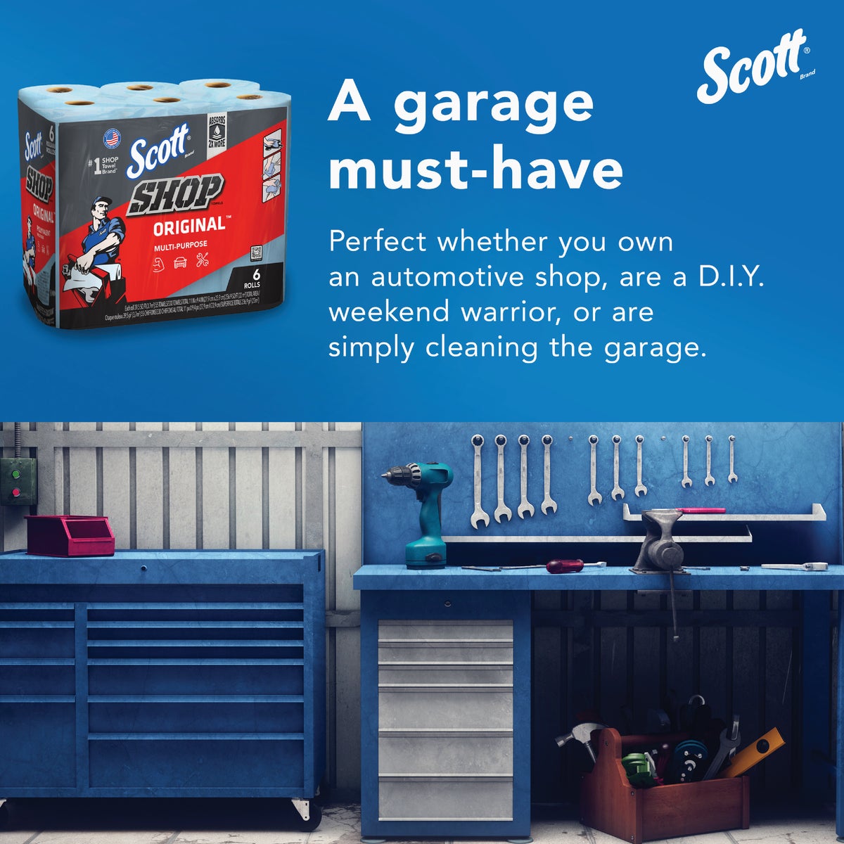 Scott 11 In. W x 9.4 In. L Disposable Original Shop Towel (6-Roll/330-Sheets) Image 3