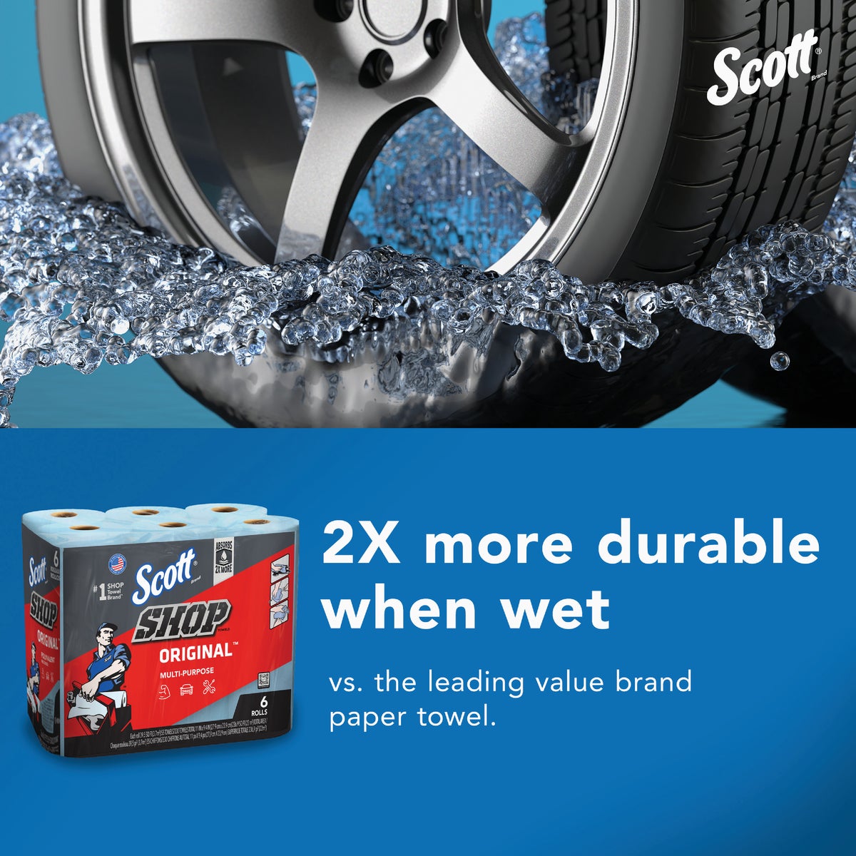 Scott 11 In. W x 9.4 In. L Disposable Original Shop Towel (6-Roll/330-Sheets) Image 2