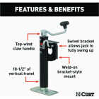 Curt 2000 Lb. Bracket-Mount Swivel Jack With Top Handle, 10 In. Travel Image 2