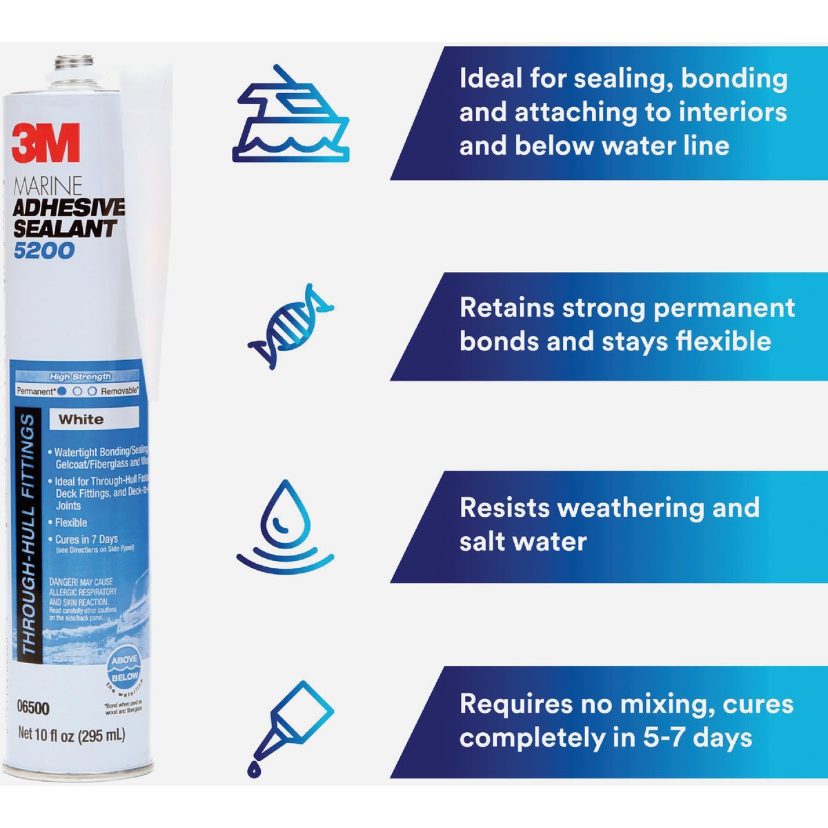 3M 1 Oz. White Marine Adhesive Sealant 5200 Image 2