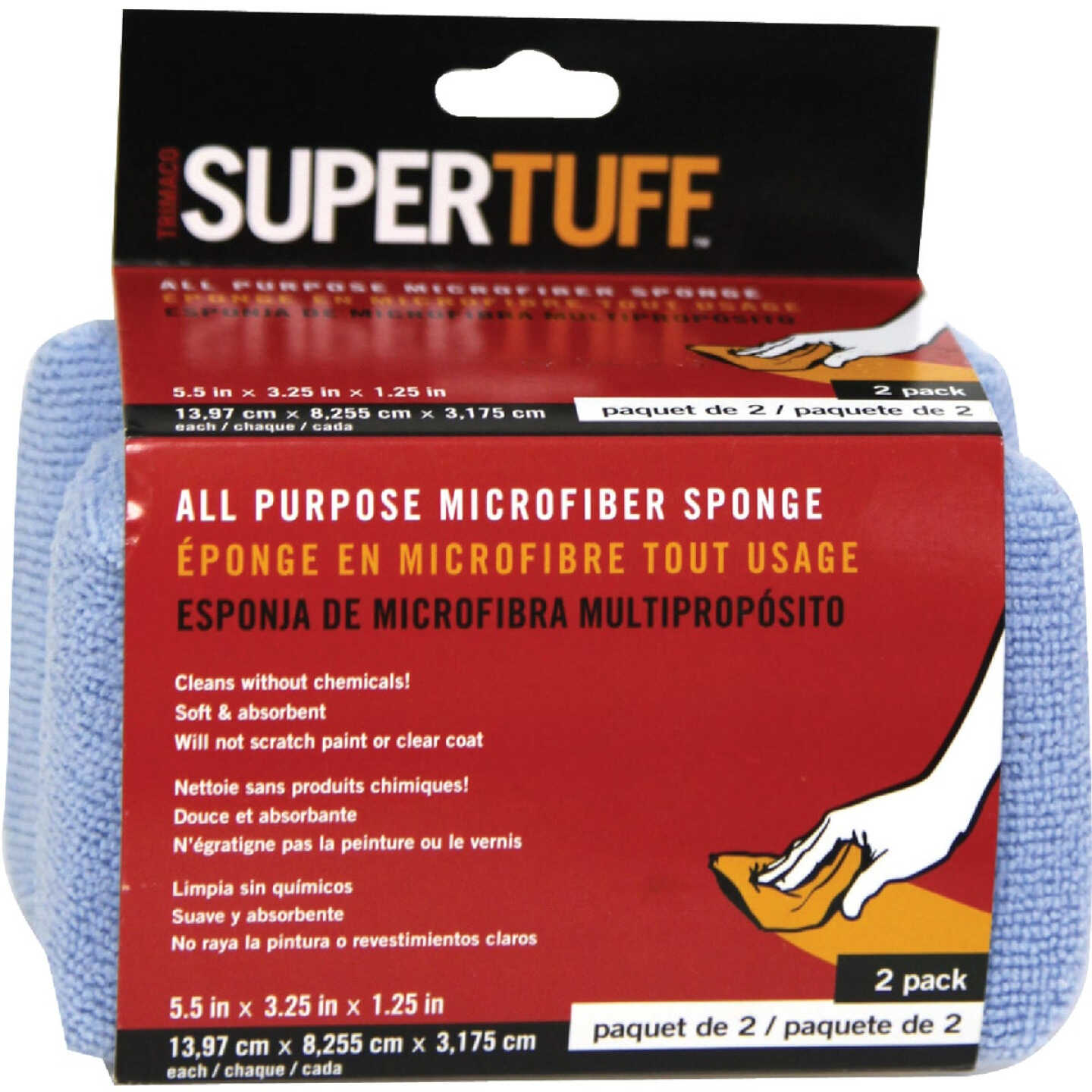 Trimaco SuperTuff 5.5 In. x 3.25 In. x 1.25 In.Microfiber Scrubbing Sponge Image 1