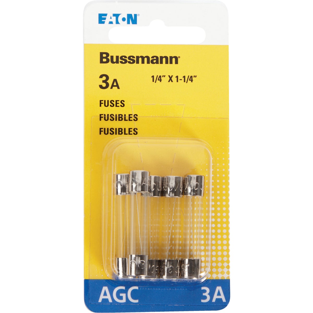 Bussmann 3A 250V AGC Glass Tube Automotive Fuse (5-Pack) Image 2
