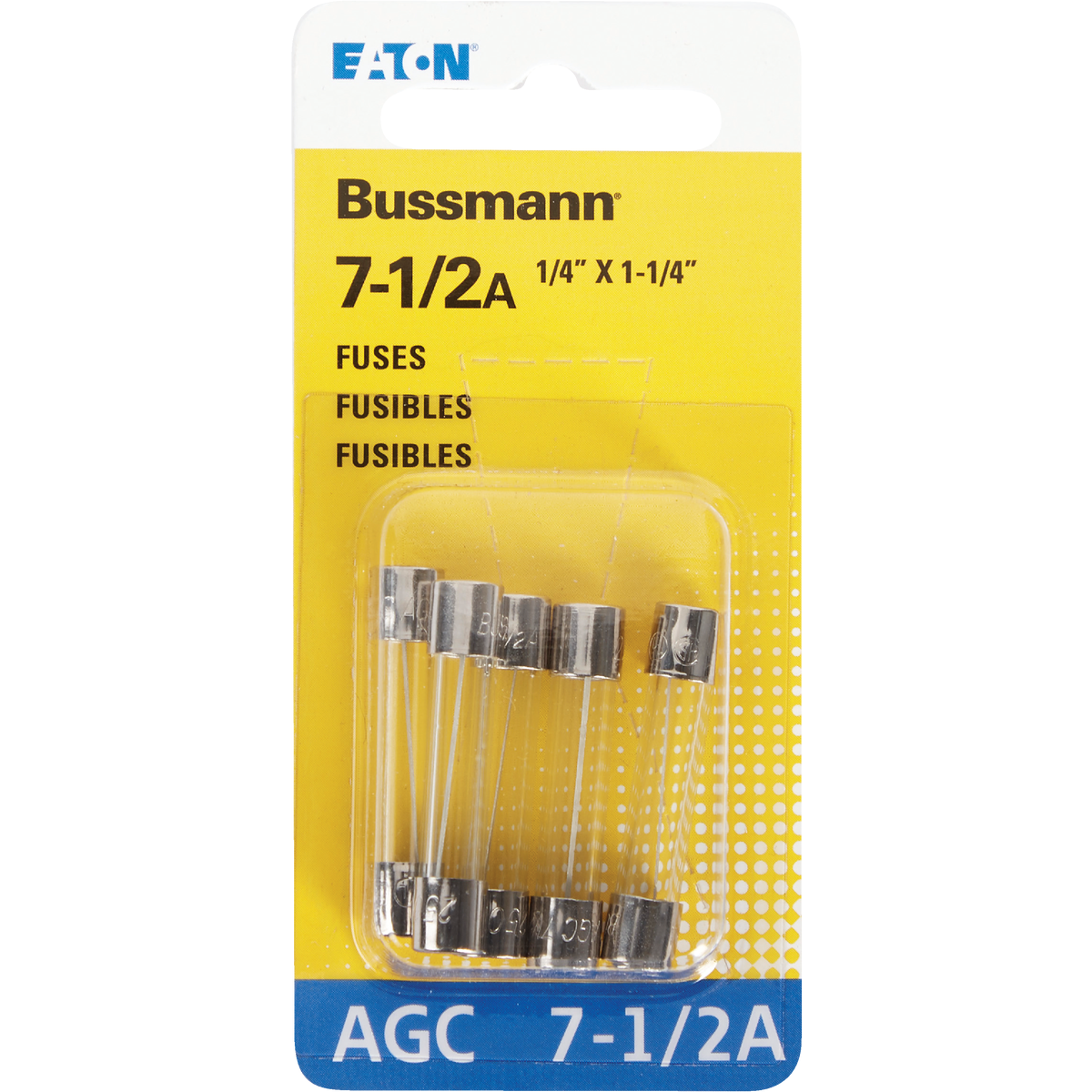 Bussmann 7-1/2A 250V AGC Glass Tube Automotive Fuse (5-Pack) Image 2