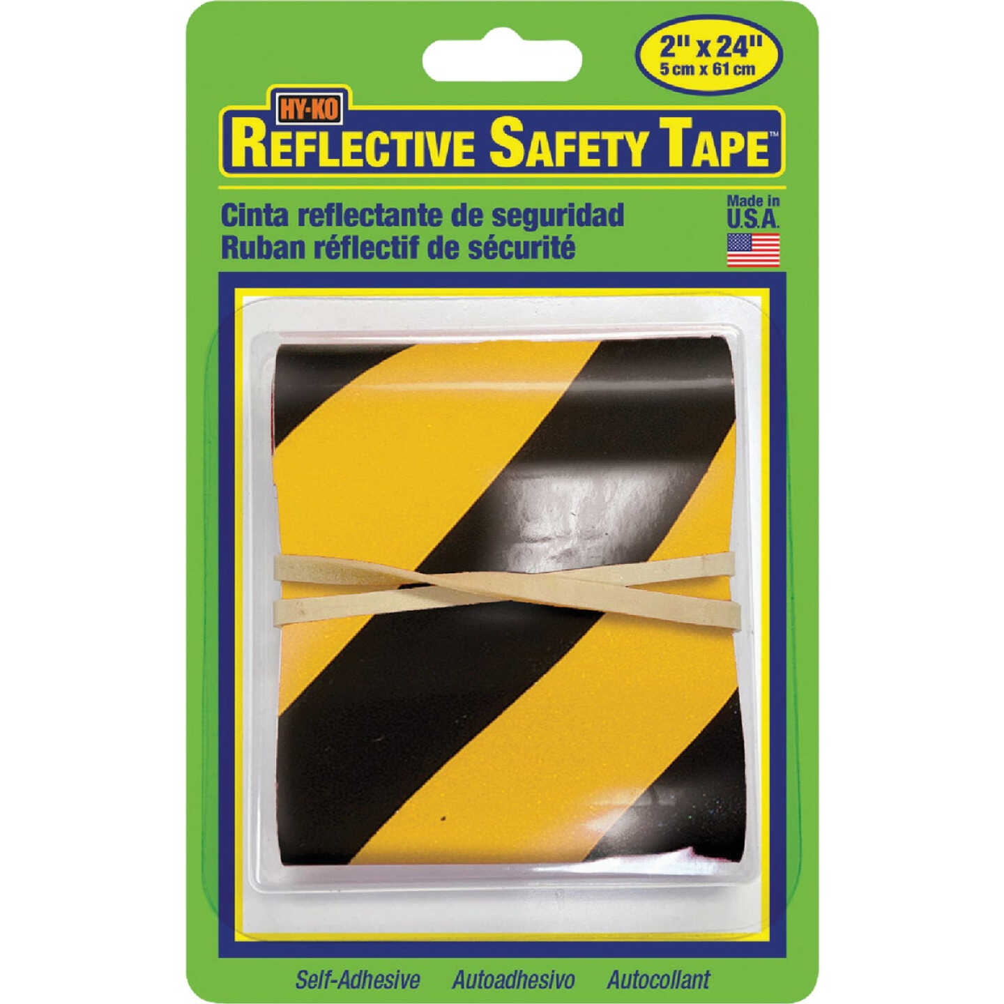 Hy-Ko 2 In. W. x 24 In. L. Yellow & Black Stripe Reflective Safety Tape Image 1